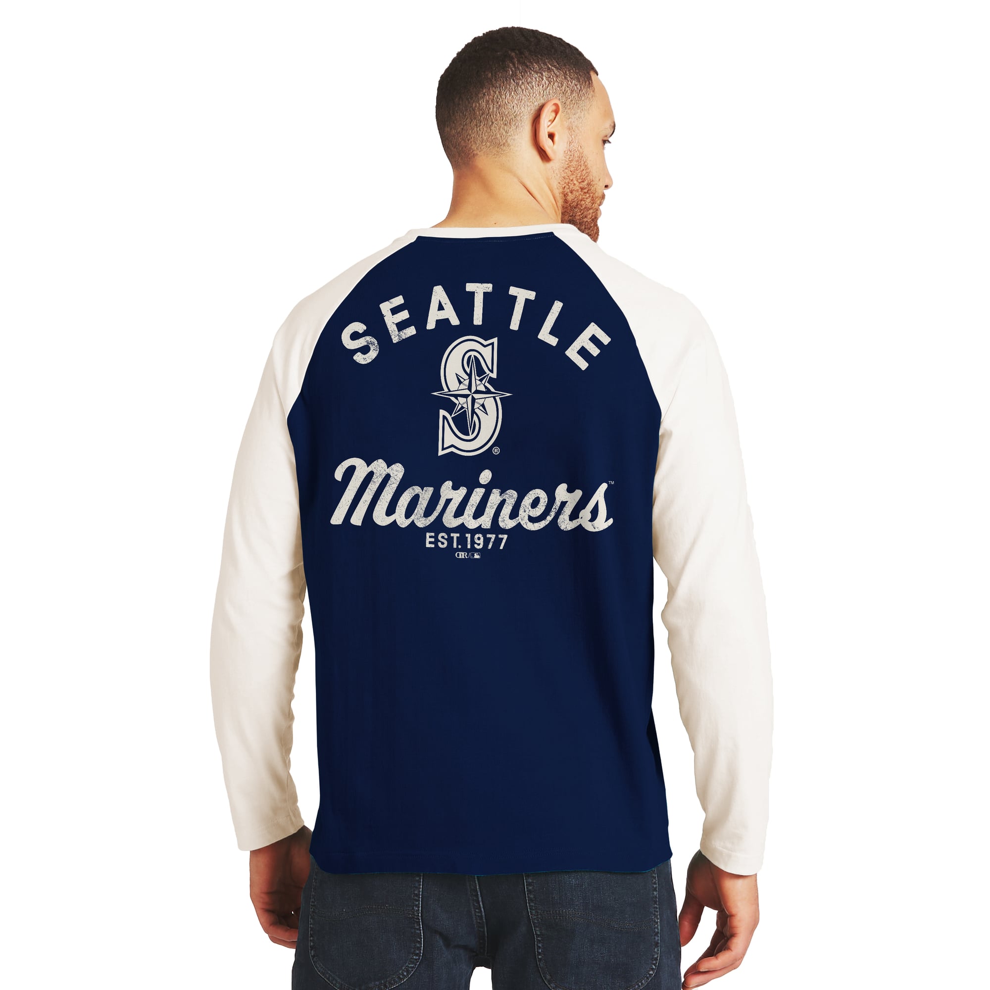 T-shirt Henley à manches longues bleu marine et blanc Seattle Mariners de la collection Darius Rucker pour homme par Fanatics
