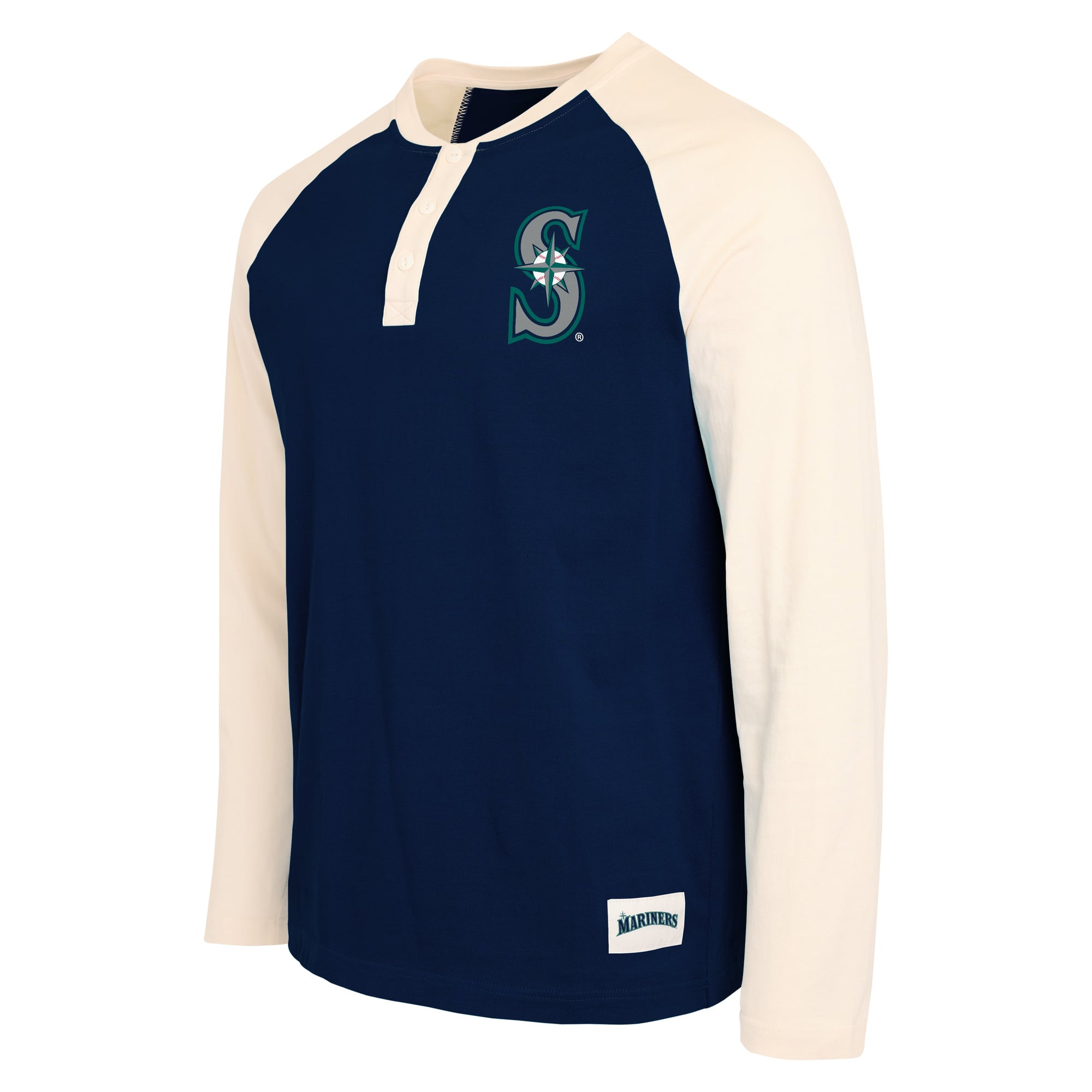 T-shirt Henley à manches longues bleu marine et blanc Seattle Mariners de la collection Darius Rucker pour homme par Fanatics