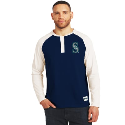 Seattle Mariners Darius Rucker Collection by Fanatics Henley Long Sleeve T-Shirt - Navy/White