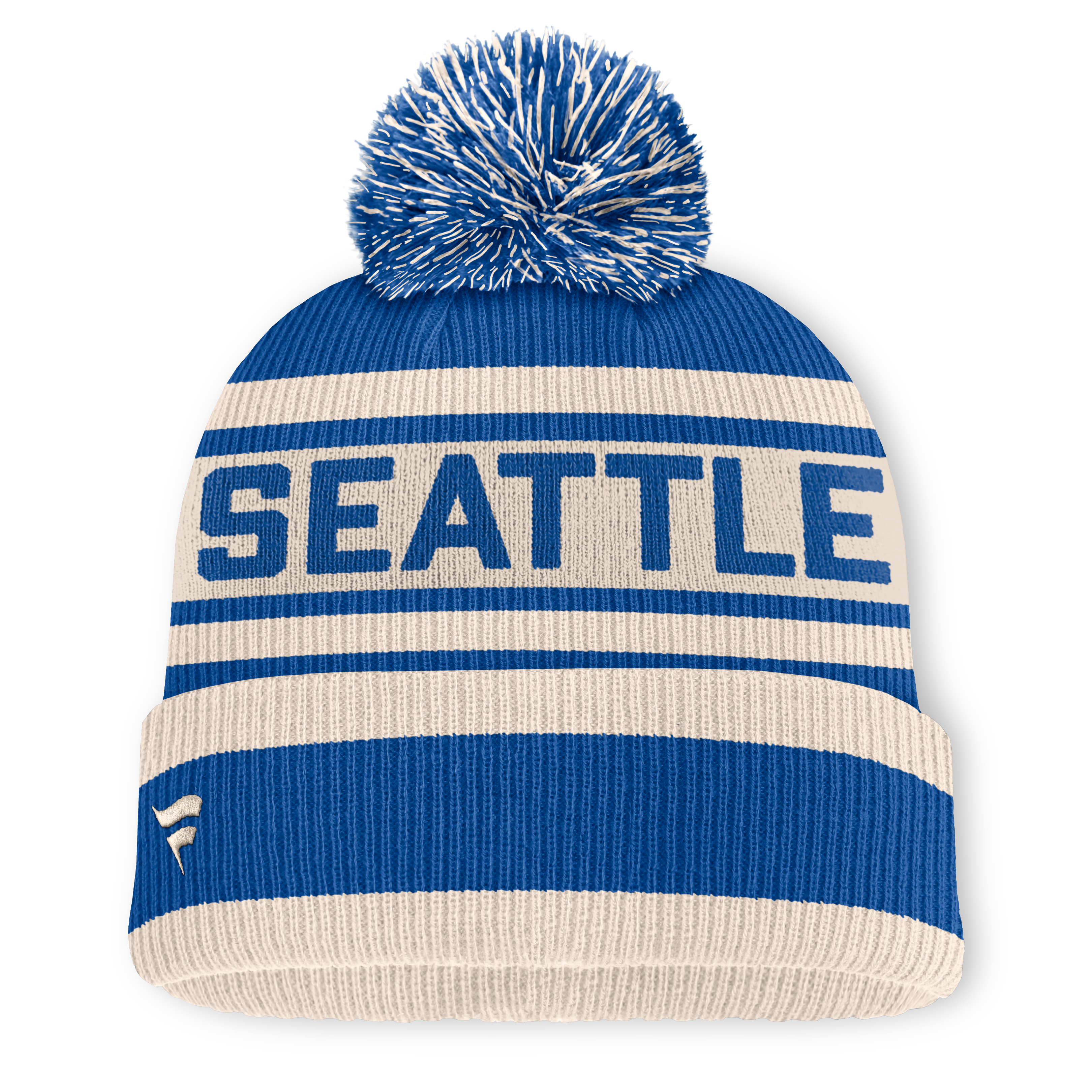 Men's Fanatics Navy Seattle Mariners Tape Measure Cuffed Knit Hat with Pom