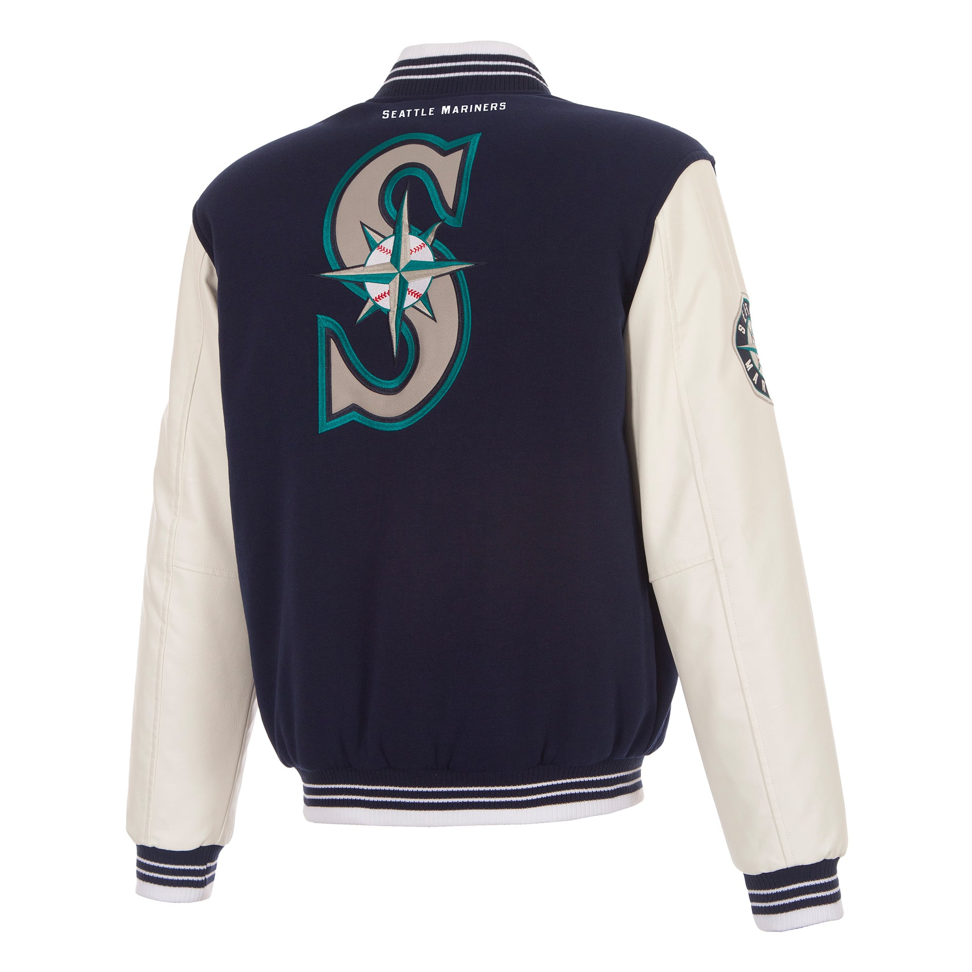 Veste universitaire réversible à boutons-pression Seattle Mariners bleu marine pour homme de JH Design
