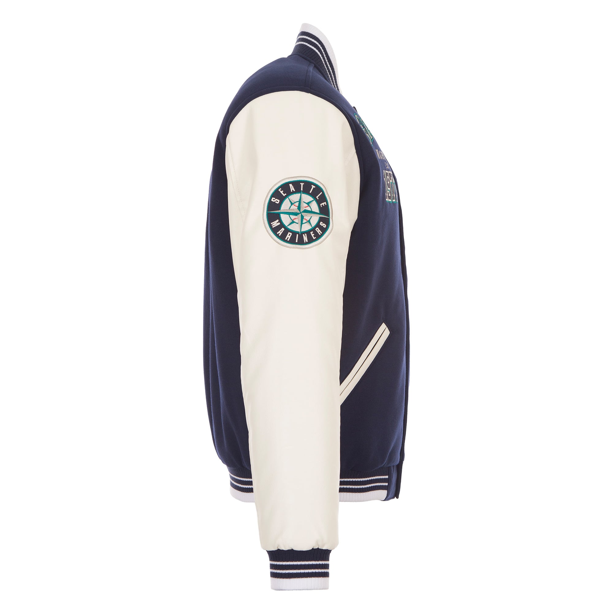 Veste universitaire réversible à boutons-pression Seattle Mariners bleu marine pour homme de JH Design