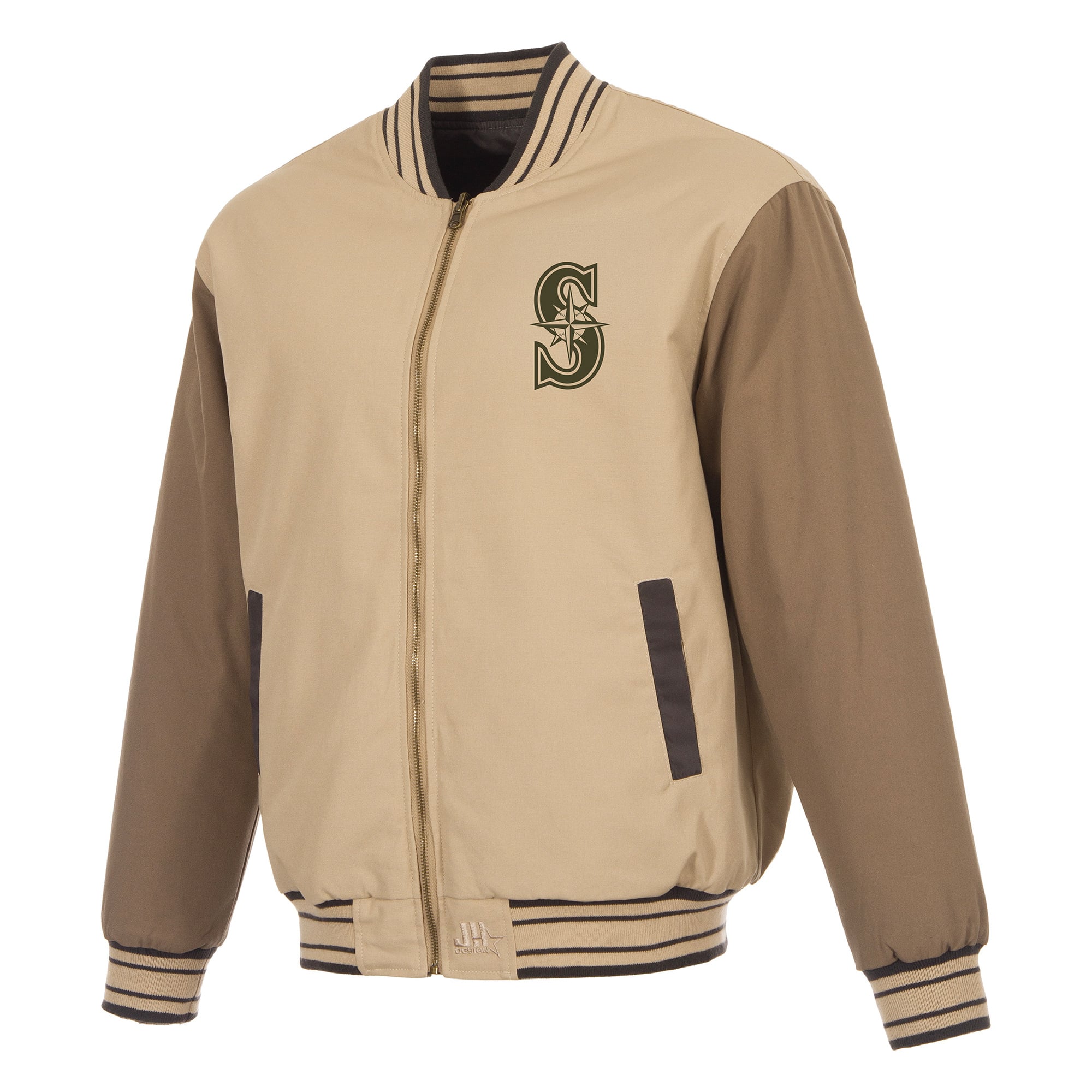 Veste réversible en toile beige/marron Seattle Mariners pour homme de JH Design