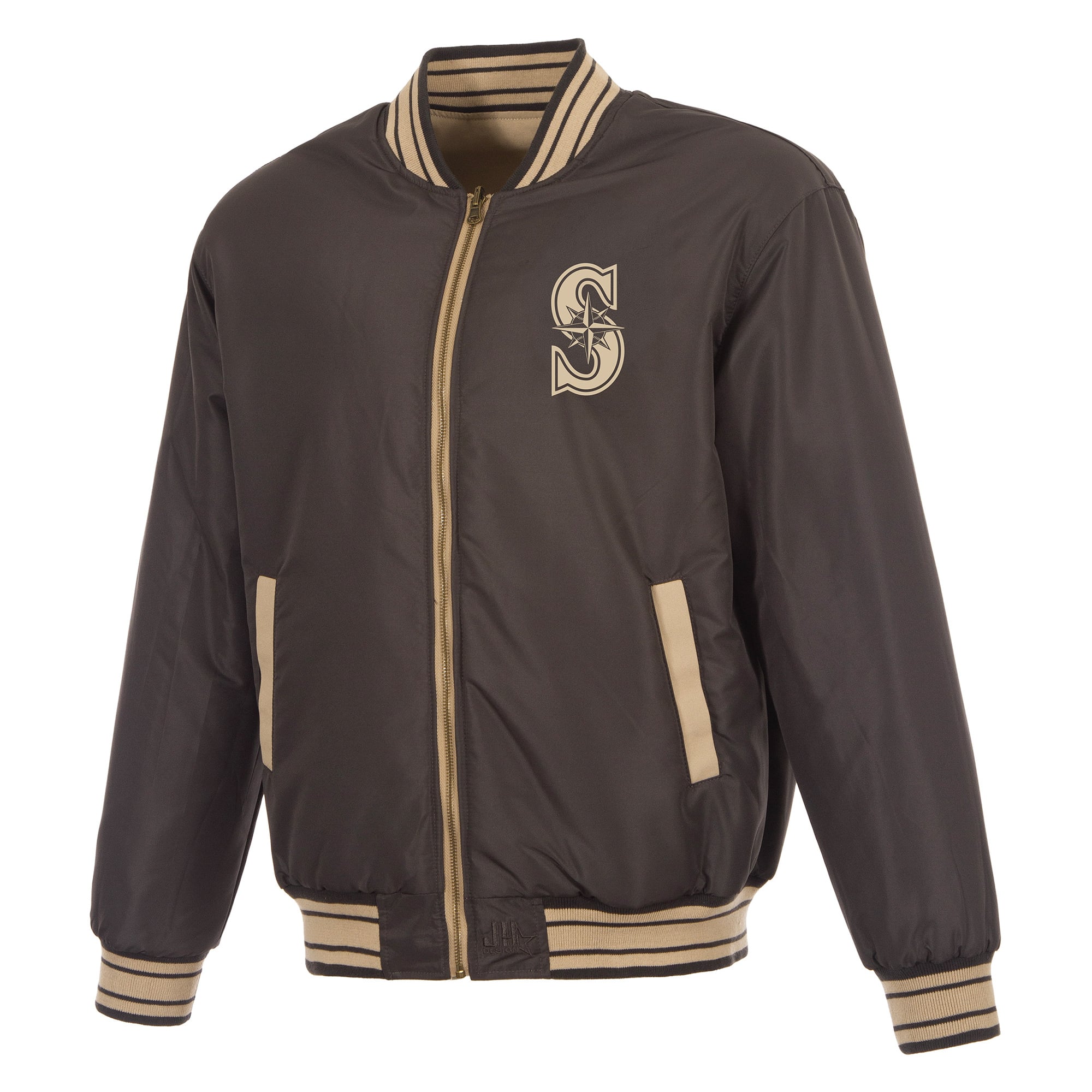 Veste réversible en toile beige/marron Seattle Mariners pour homme de JH Design