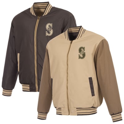 Seattle Mariners JH Design Reversible Canvas Full-Zip Jacket - Tan/Brown