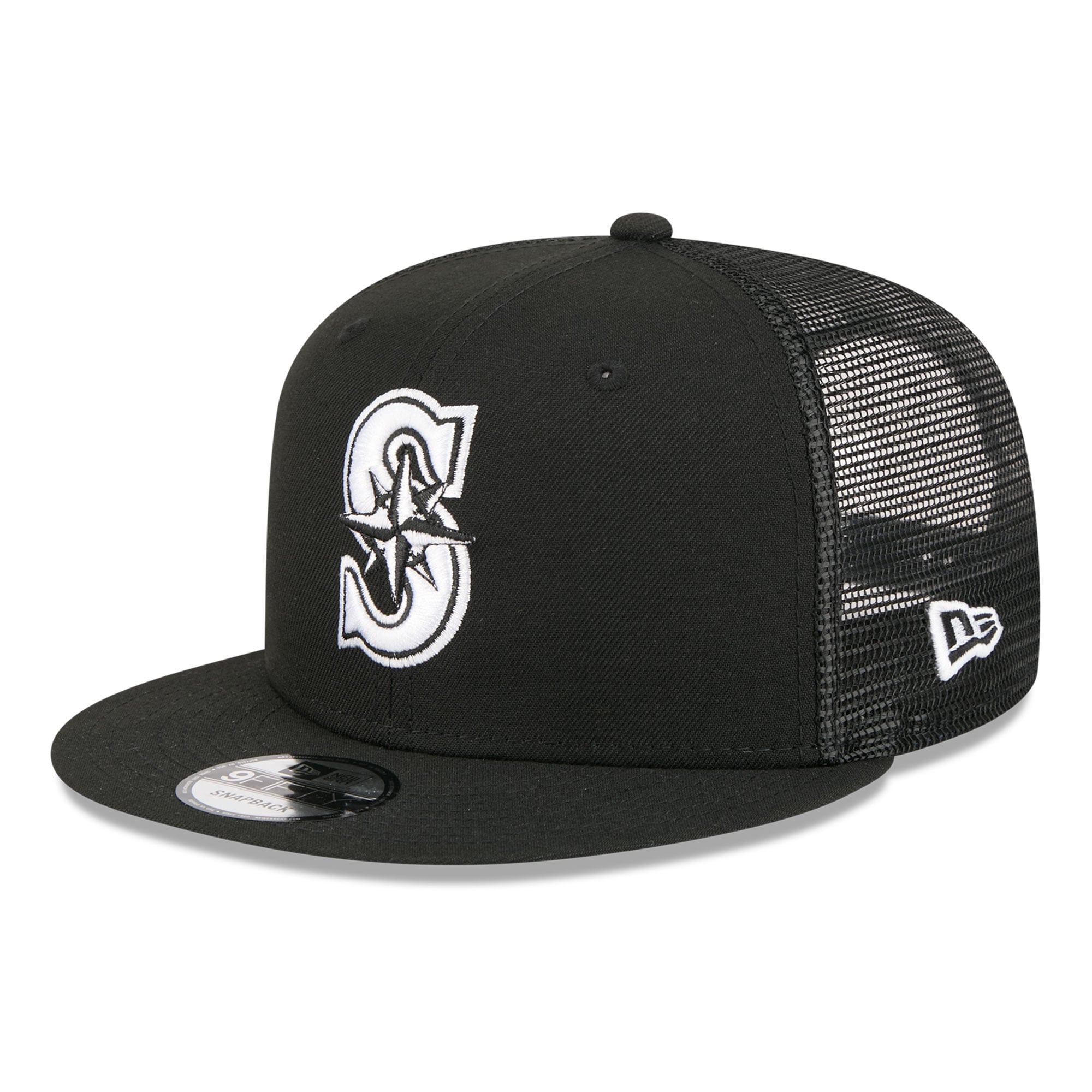 Casquette trucker ajustable New Era 9FIFTY Seattle Mariners noire pour homme