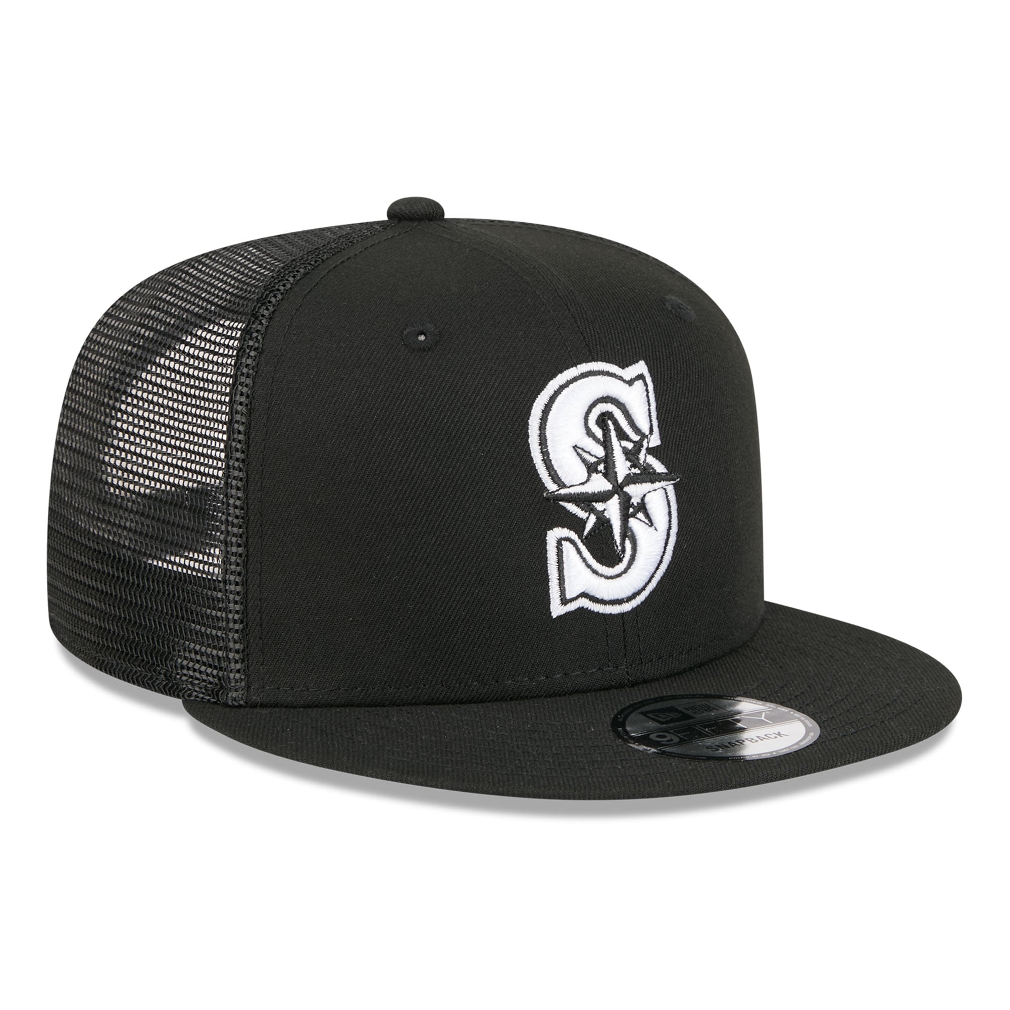 Casquette trucker ajustable New Era 9FIFTY Seattle Mariners noire pour homme