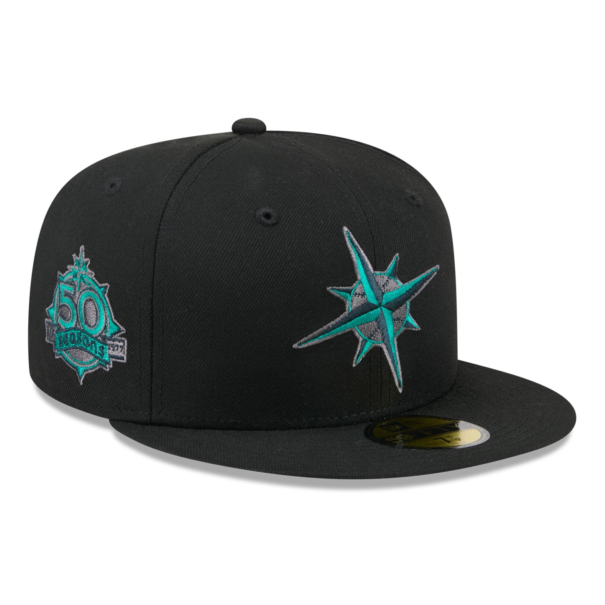 Casquette ajustée New Era 59FIFTY pour homme, noire, Seattle Mariners, coloris pop