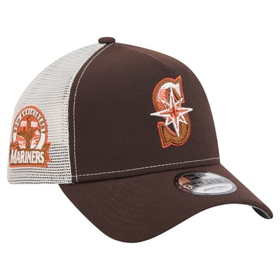 Seattle Mariners New Era Pumpkin Spice A-Frame 9FORTY Adjustable Trucker Hat - Brown