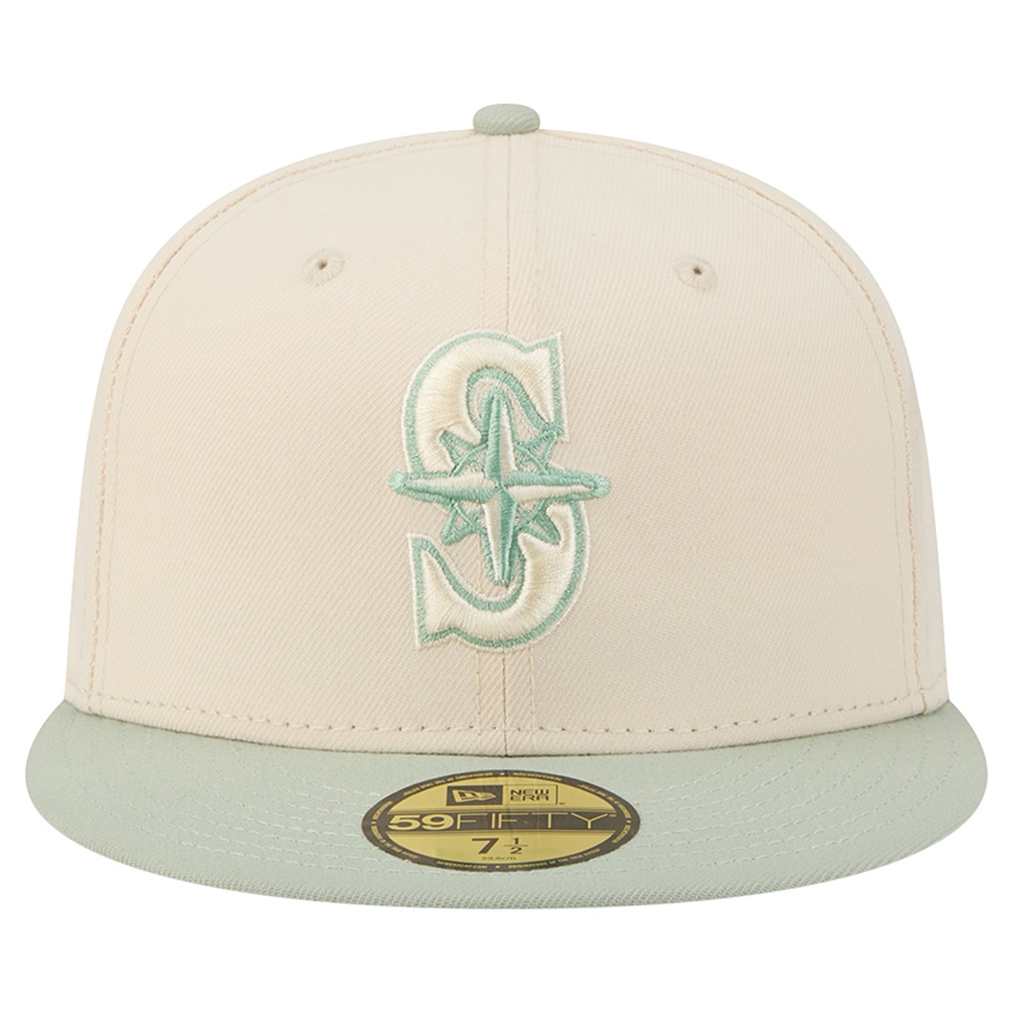 Casquette ajustée New Era 59FIFTY crème/verte Seattle Mariners pour homme