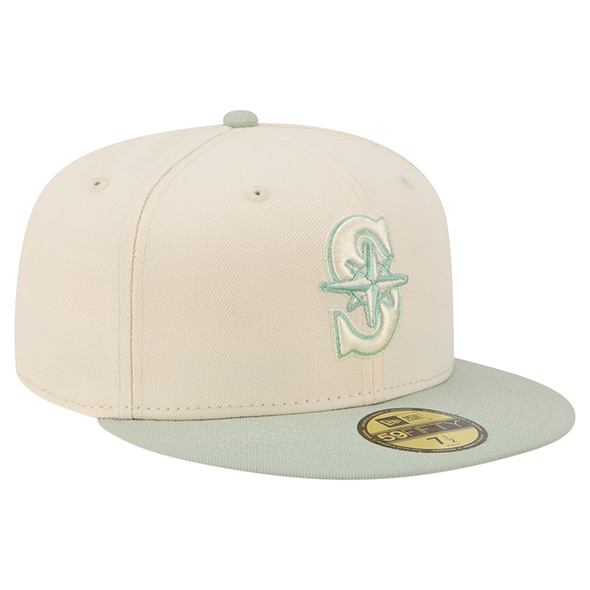 Casquette ajustée New Era 59FIFTY crème/verte Seattle Mariners pour homme