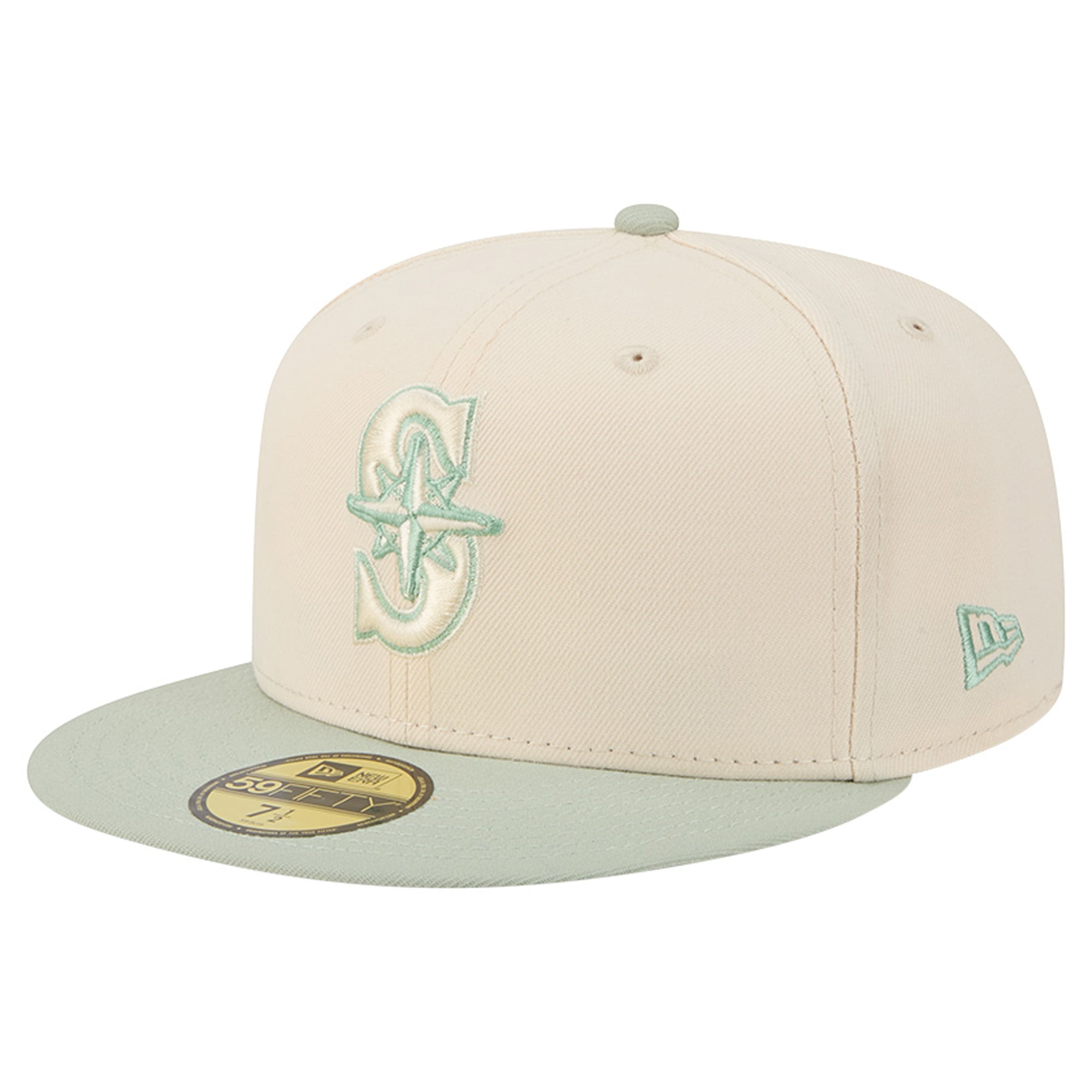 Casquette ajustée New Era 59FIFTY crème/verte Seattle Mariners pour homme