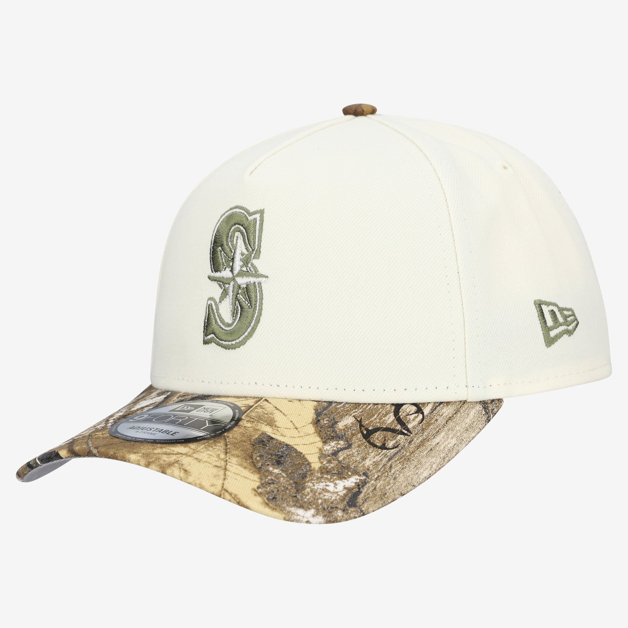 Men's New Era Cream/Realtree Camo Seattle Mariners 9FORTY A-Frame Adjustable Hat