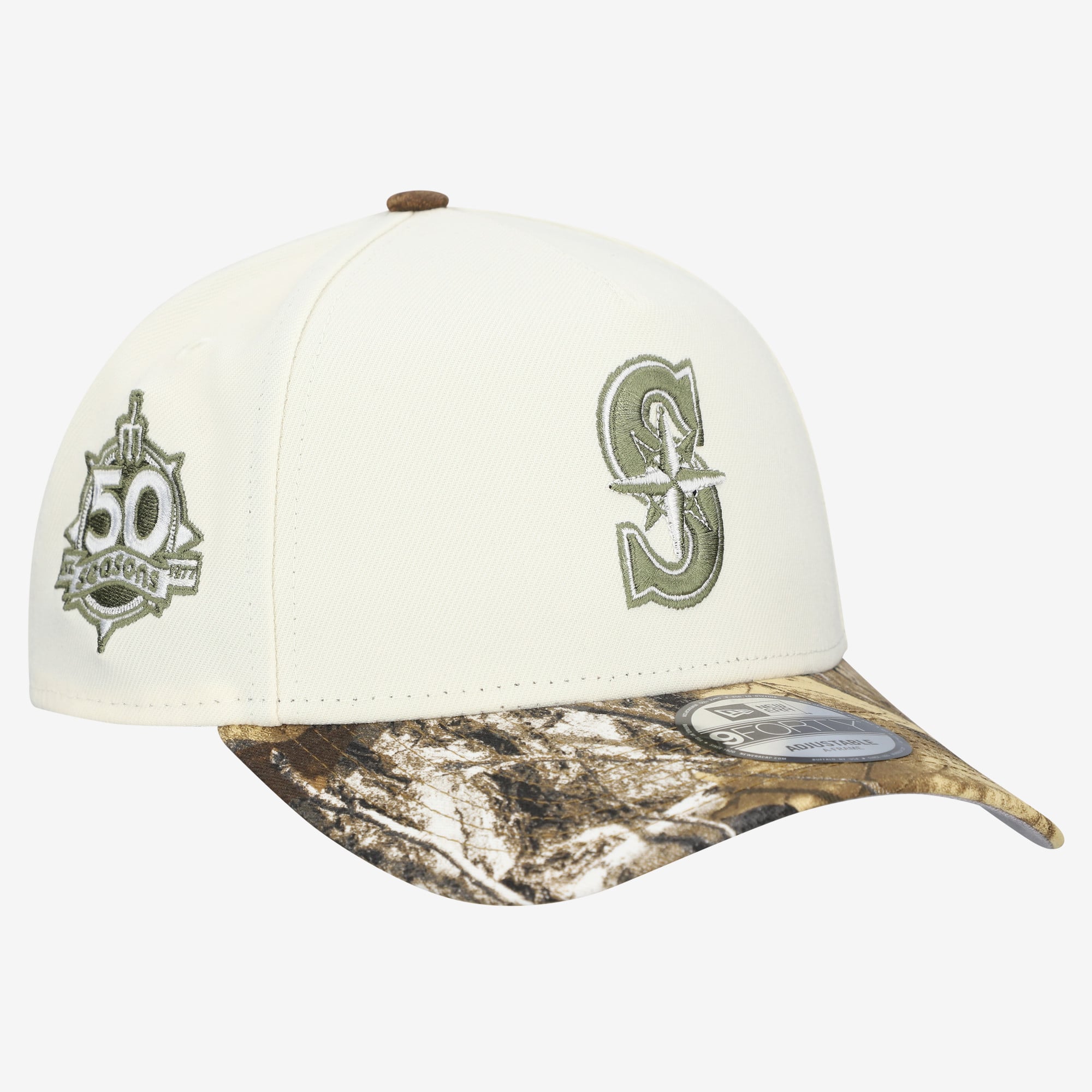 Men's New Era Cream/Realtree Camo Seattle Mariners 9FORTY A-Frame Adjustable Hat