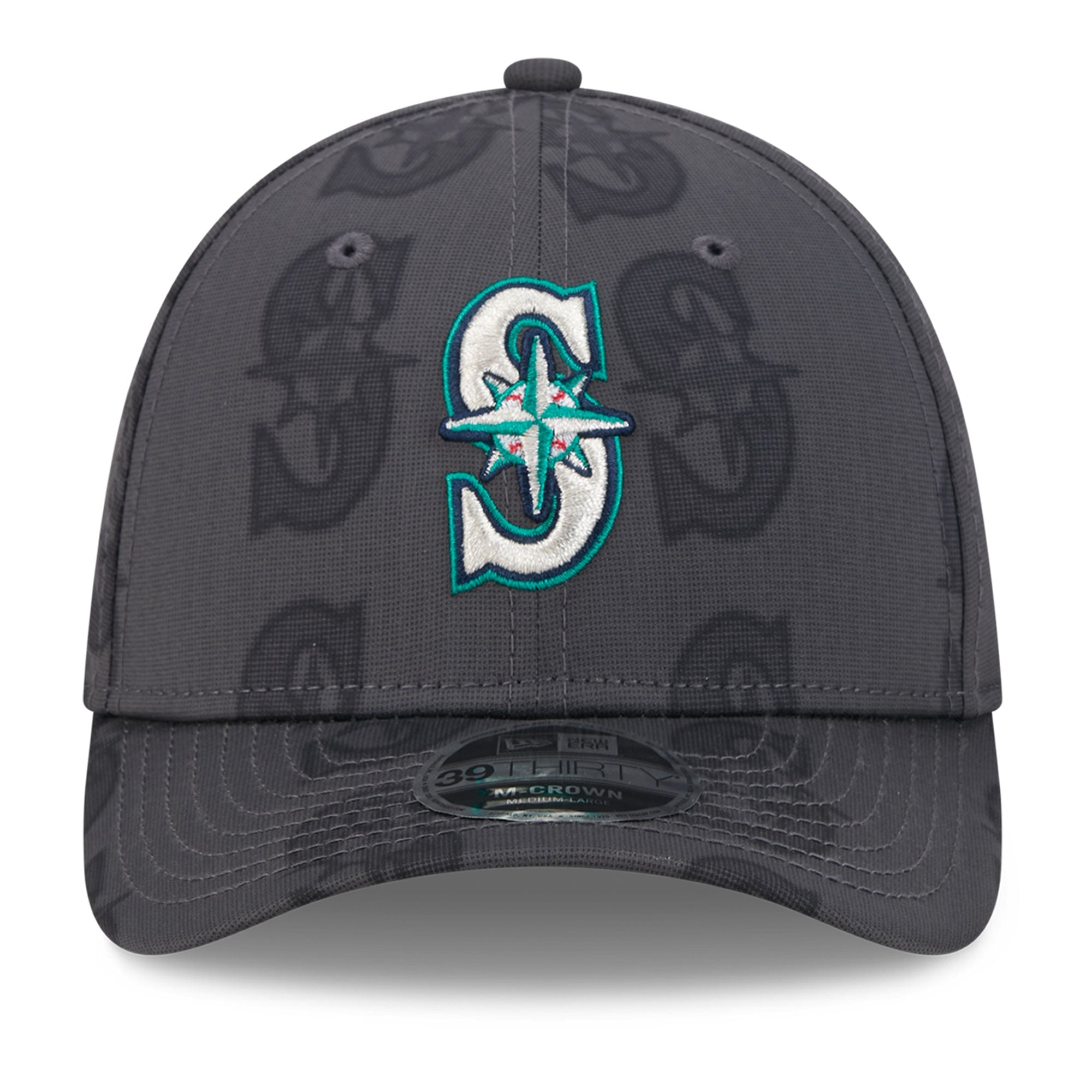 Men's New Era  Gray Seattle Mariners Halftone 39THIRTY Flex Hat