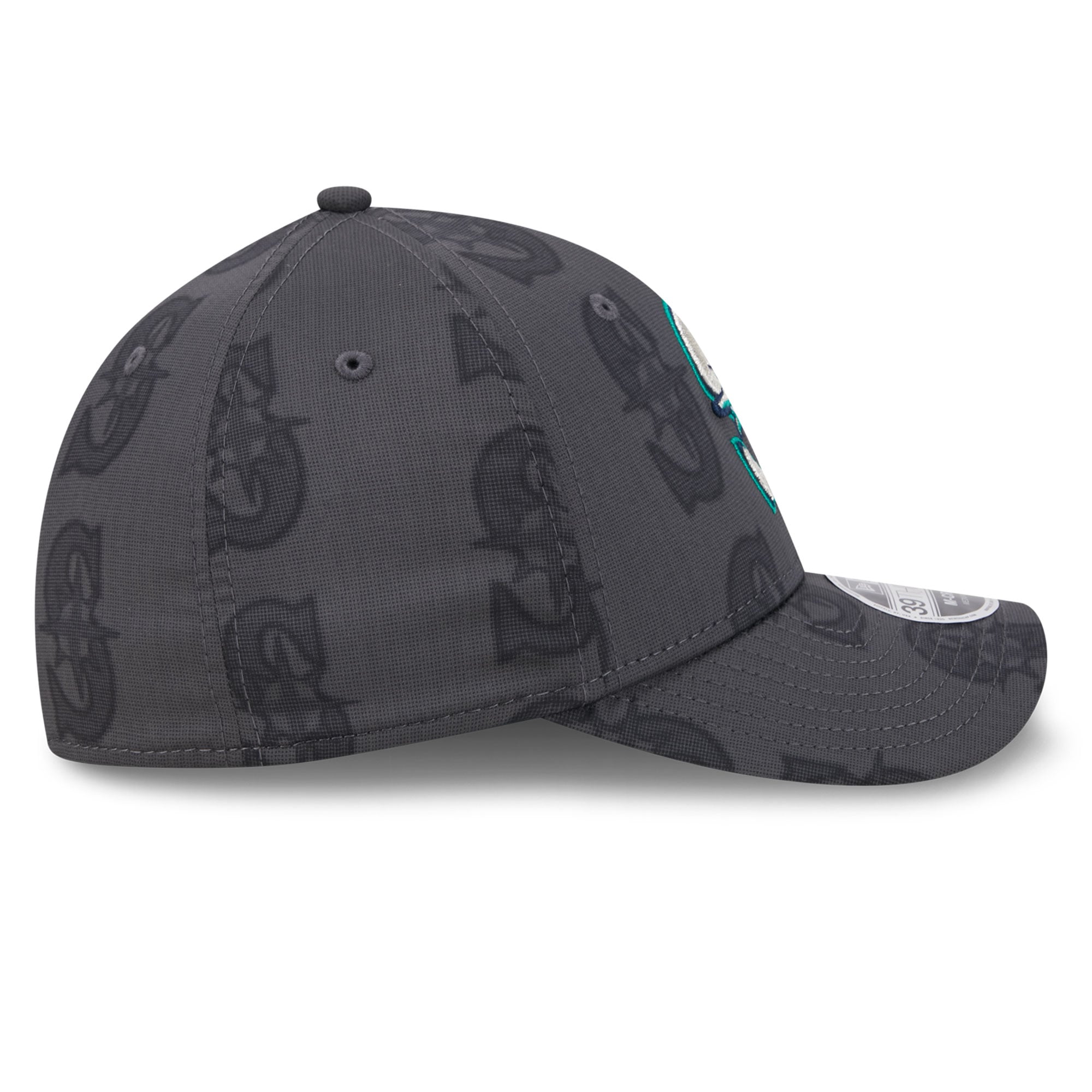 Men's New Era  Gray Seattle Mariners Halftone 39THIRTY Flex Hat