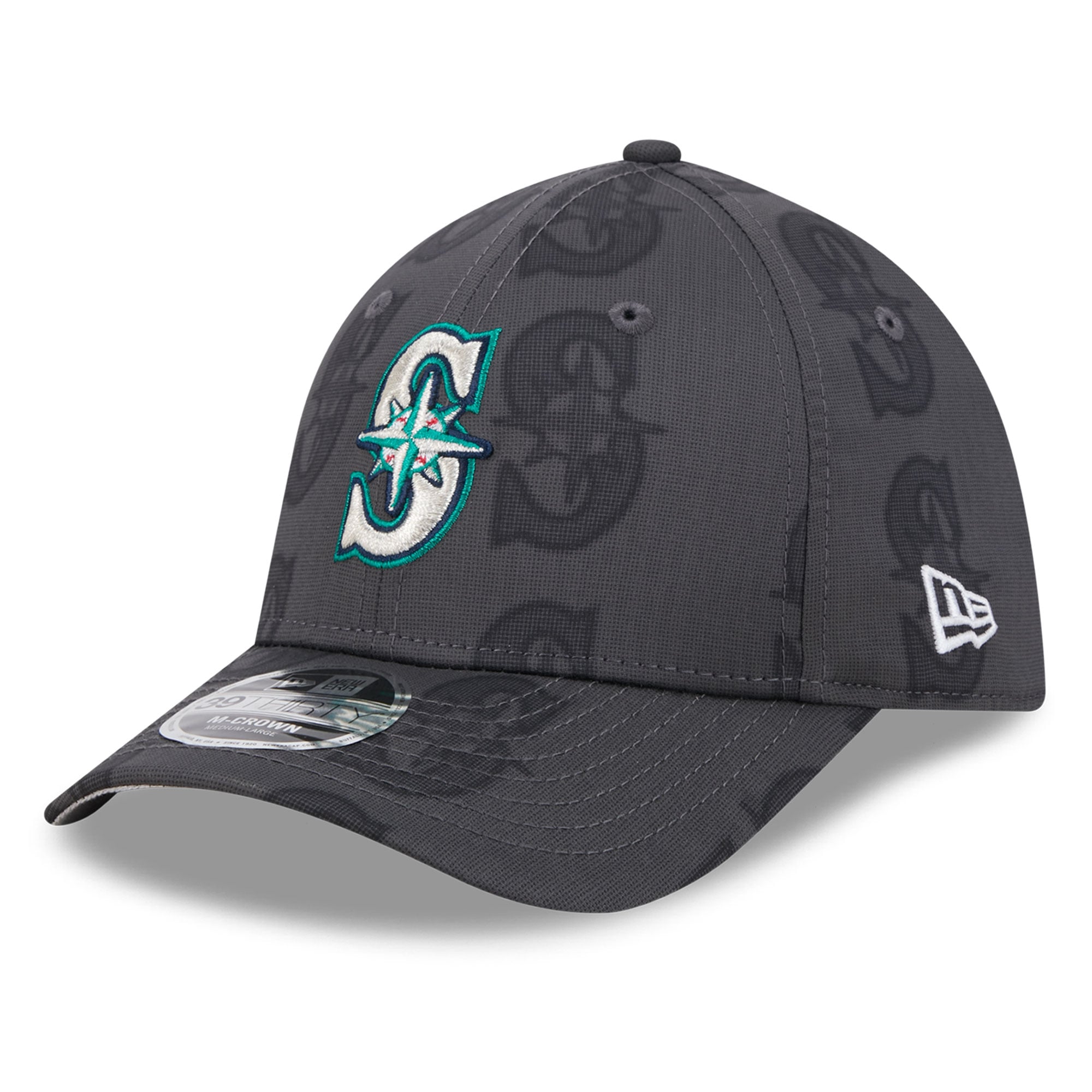 Men's New Era Gray Seattle Mariners Halftone 39THIRTY Flex Hat