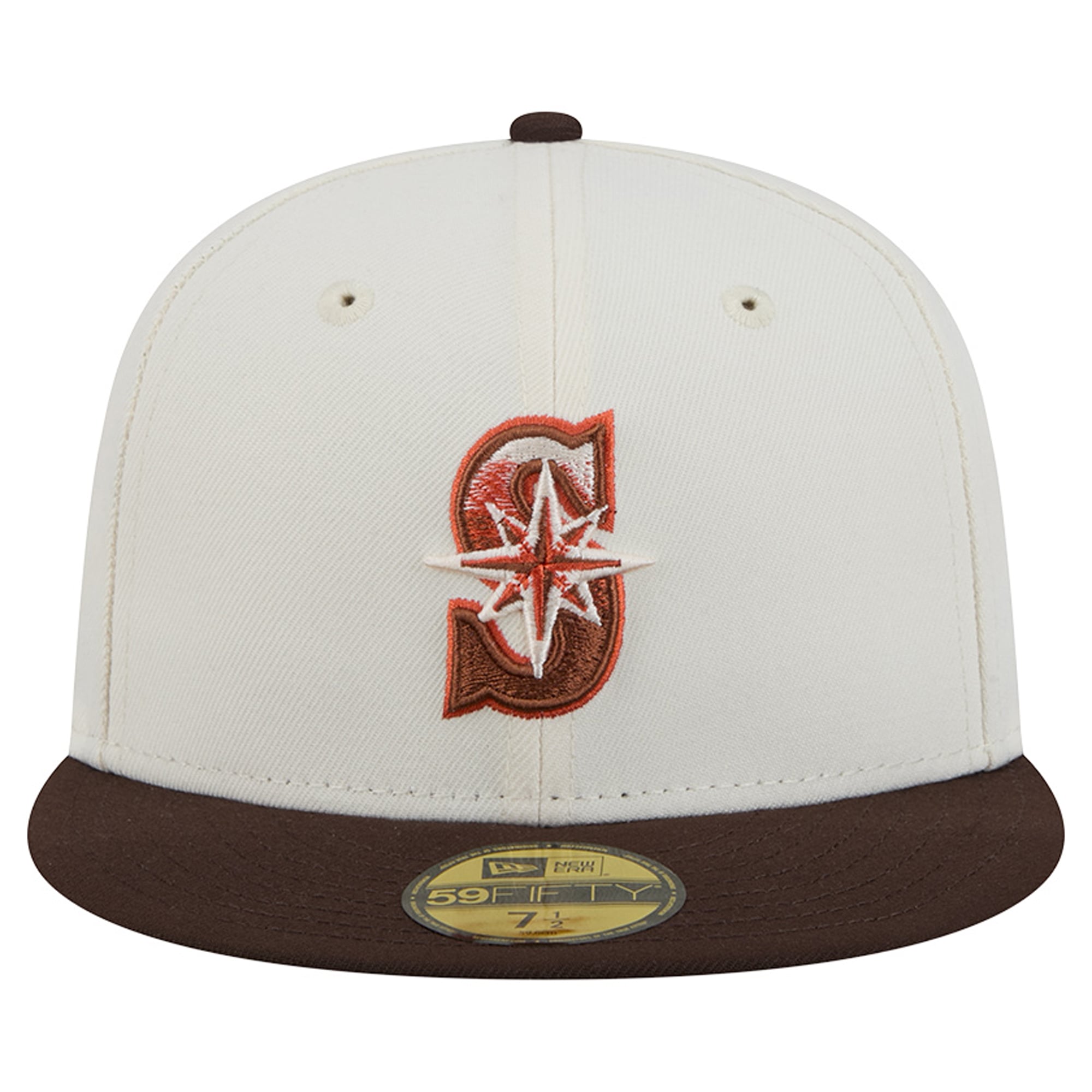 Men's New Era Natural/Brown Seattle Mariners Pumpkin Spice 59FIFTY Fitted Hat