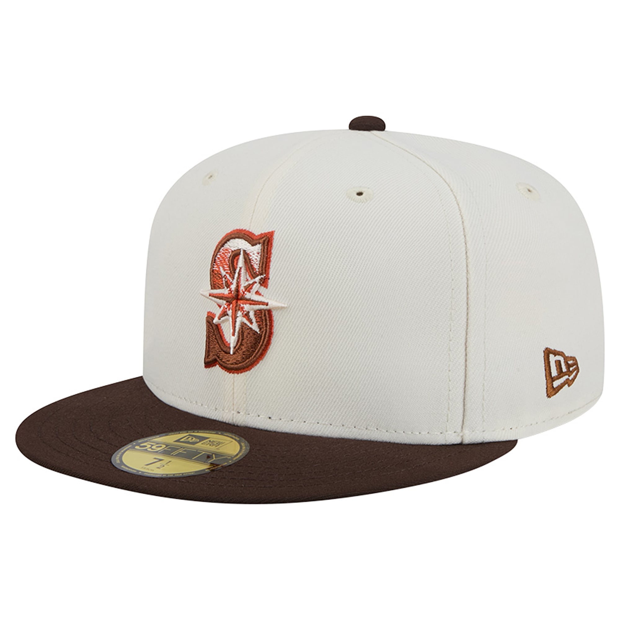 Men's New Era Natural/Brown Seattle Mariners Pumpkin Spice 59FIFTY Fitted Hat