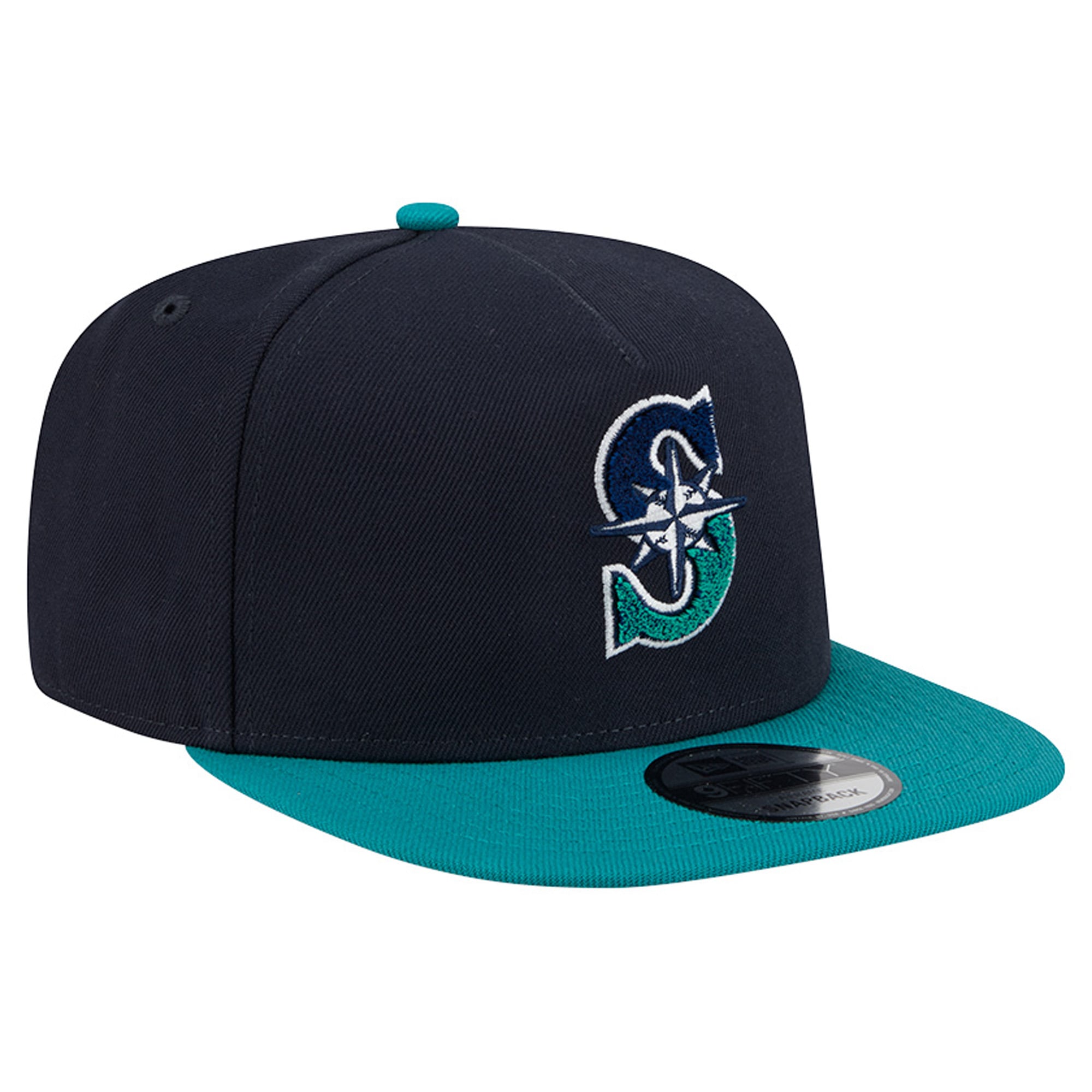 Casquette snapback New Era 9FIFTY pour homme, bleu marine/turquoise, Seattle Mariners, en chenille dégradée.