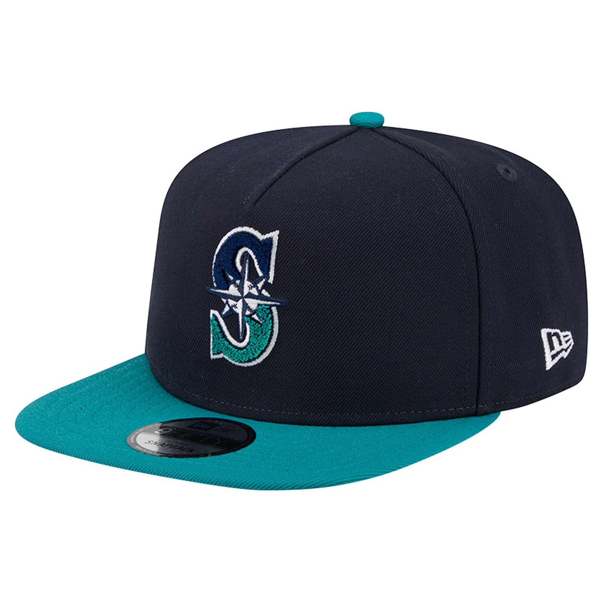 Casquette snapback New Era 9FIFTY pour homme, bleu marine/turquoise, Seattle Mariners, en chenille dégradée.