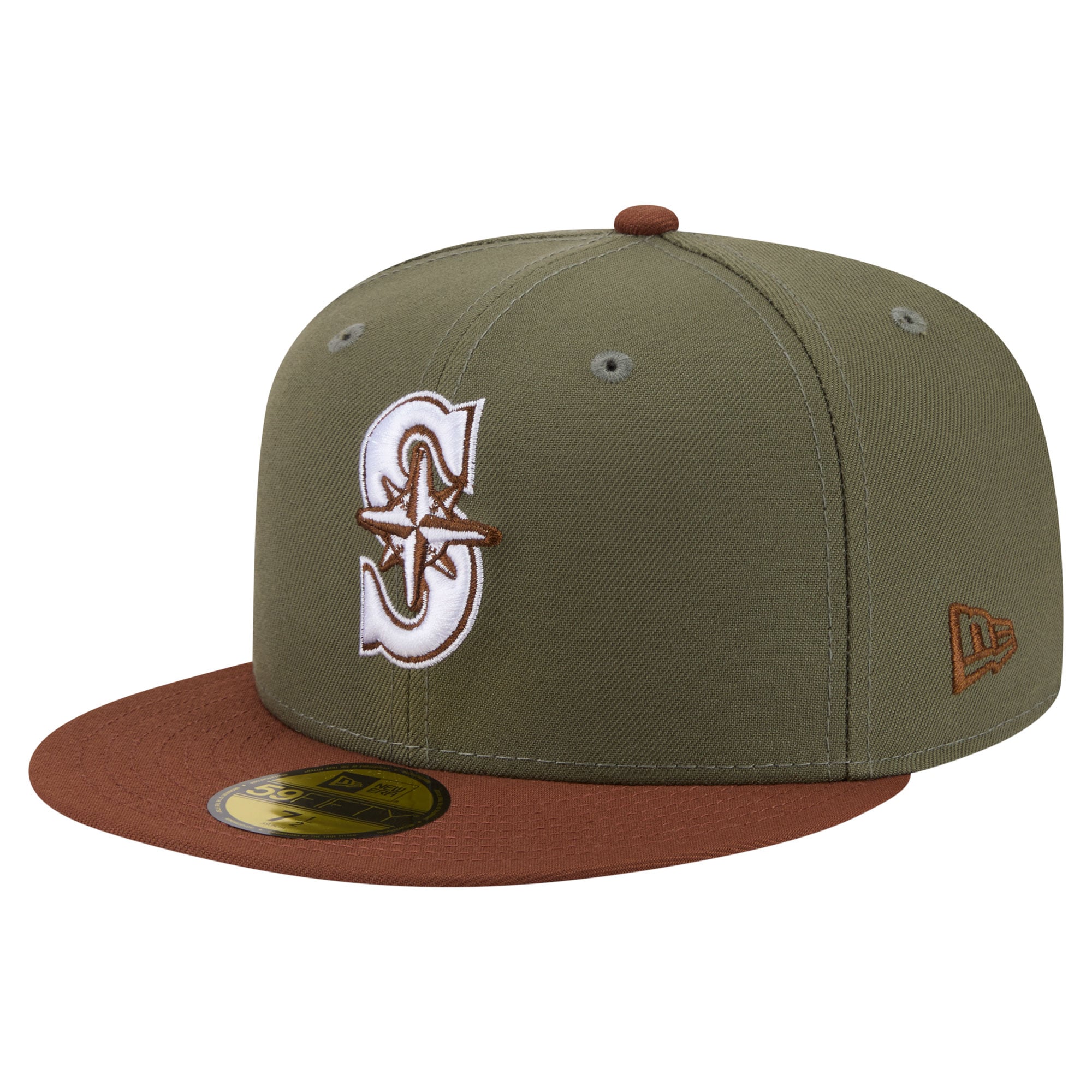 Men's New Era Olive/Brown Seattle Mariners Color Pack 59FIFTY Fitted Hat