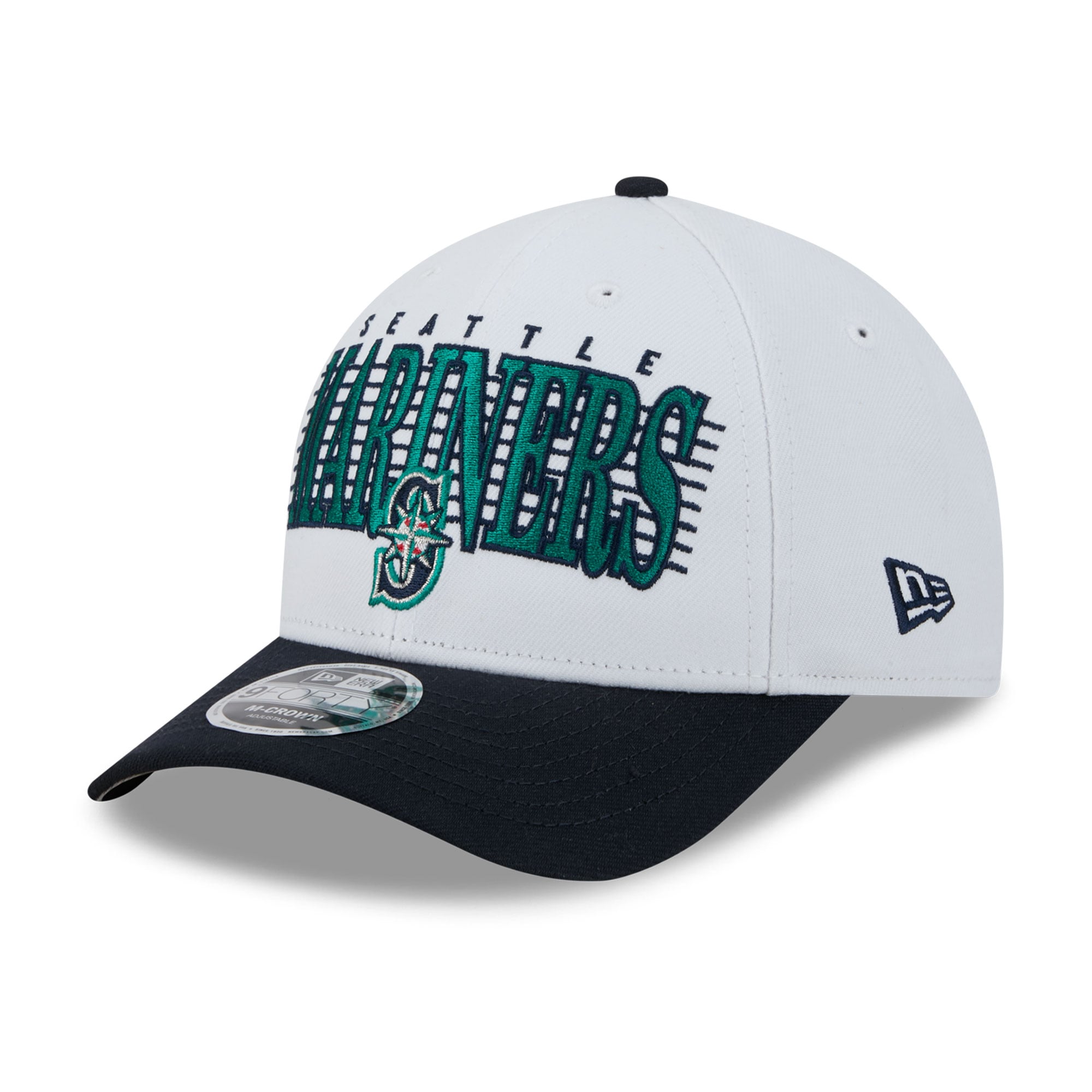 Men's New Era White/Navy Seattle Mariners Loyal 9FORTY M-Crown Adjustable Hat