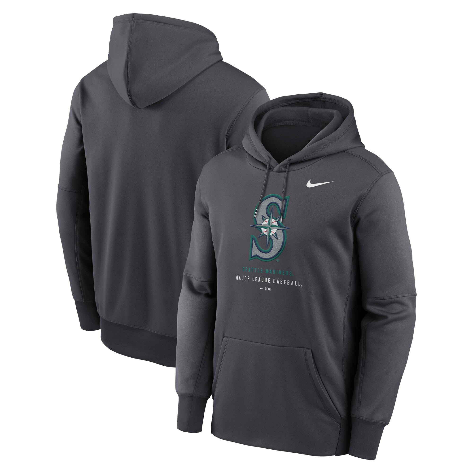 Sweat à capuche Nike Therma-FIT anthracite Seattle Mariners pour homme
