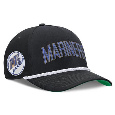 Seattle Mariners Nike Cooperstown Collection Rise Adjustable Hat - Black