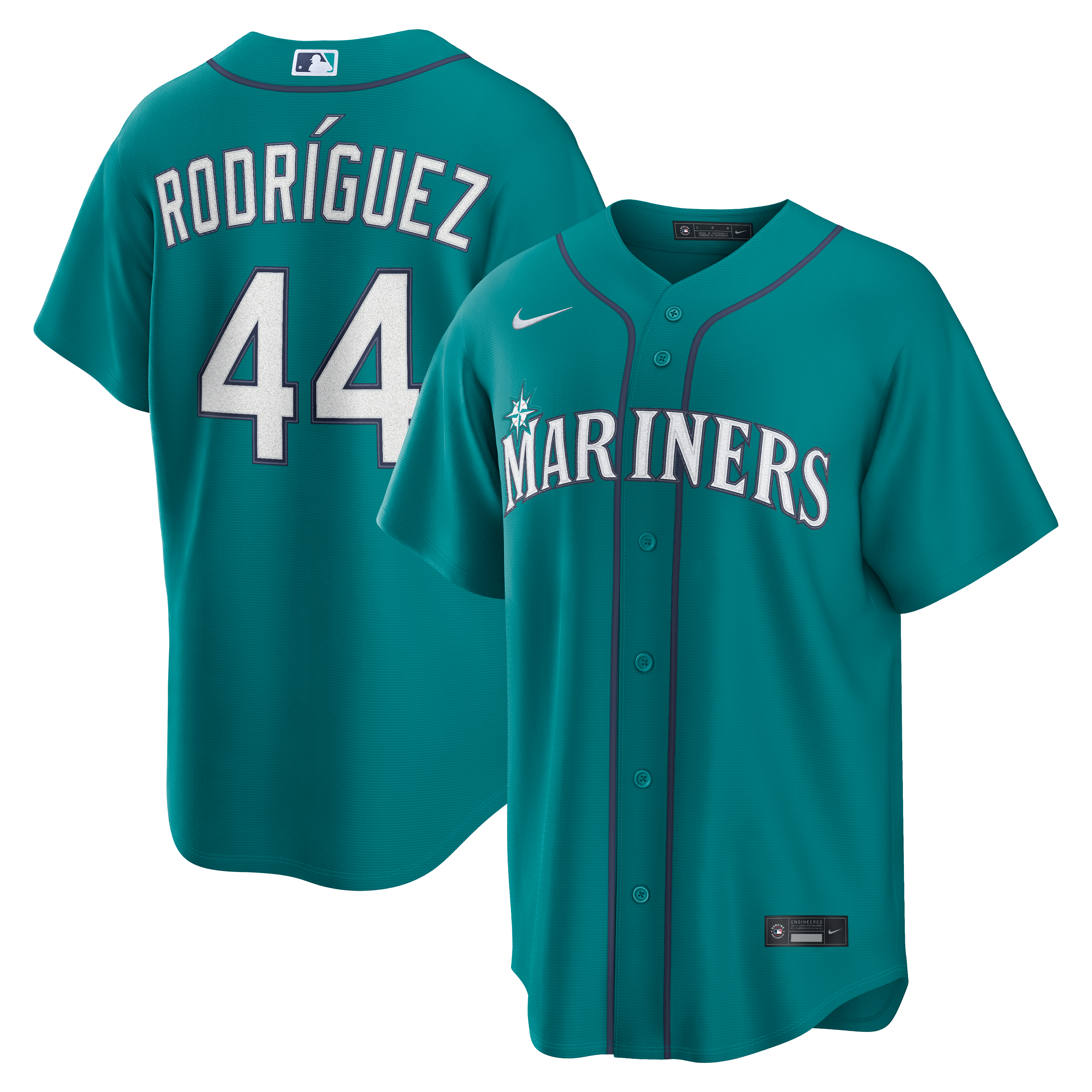 Maillot réplique alternatif Nike Julio Rodríguez bleu sarcelle des Mariners de Seattle pour homme