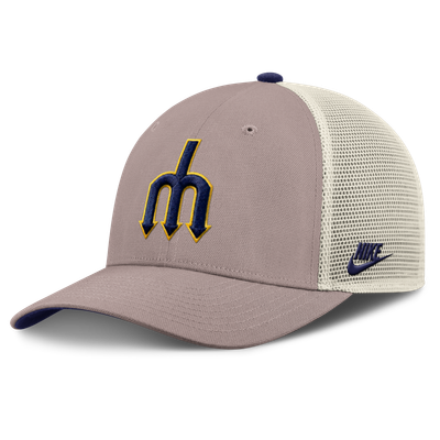 Seattle Mariners Nike Rise Adjustable Trucker Hat - Khaki