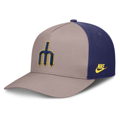 Seattle Mariners Nike Cooperstown Rise A-Frame Adjustable Hat - Light Brown/Royal