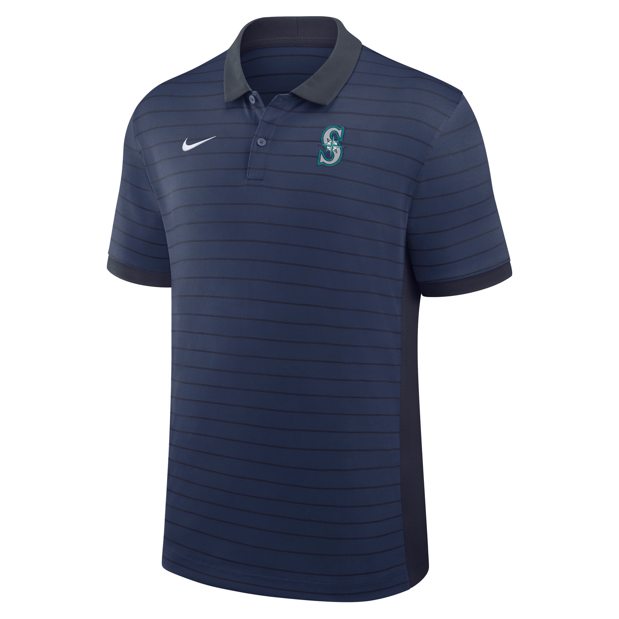 Men's Nike Navy Seattle Mariners Authentic Collection Striped Victory Dri-FIT Polo