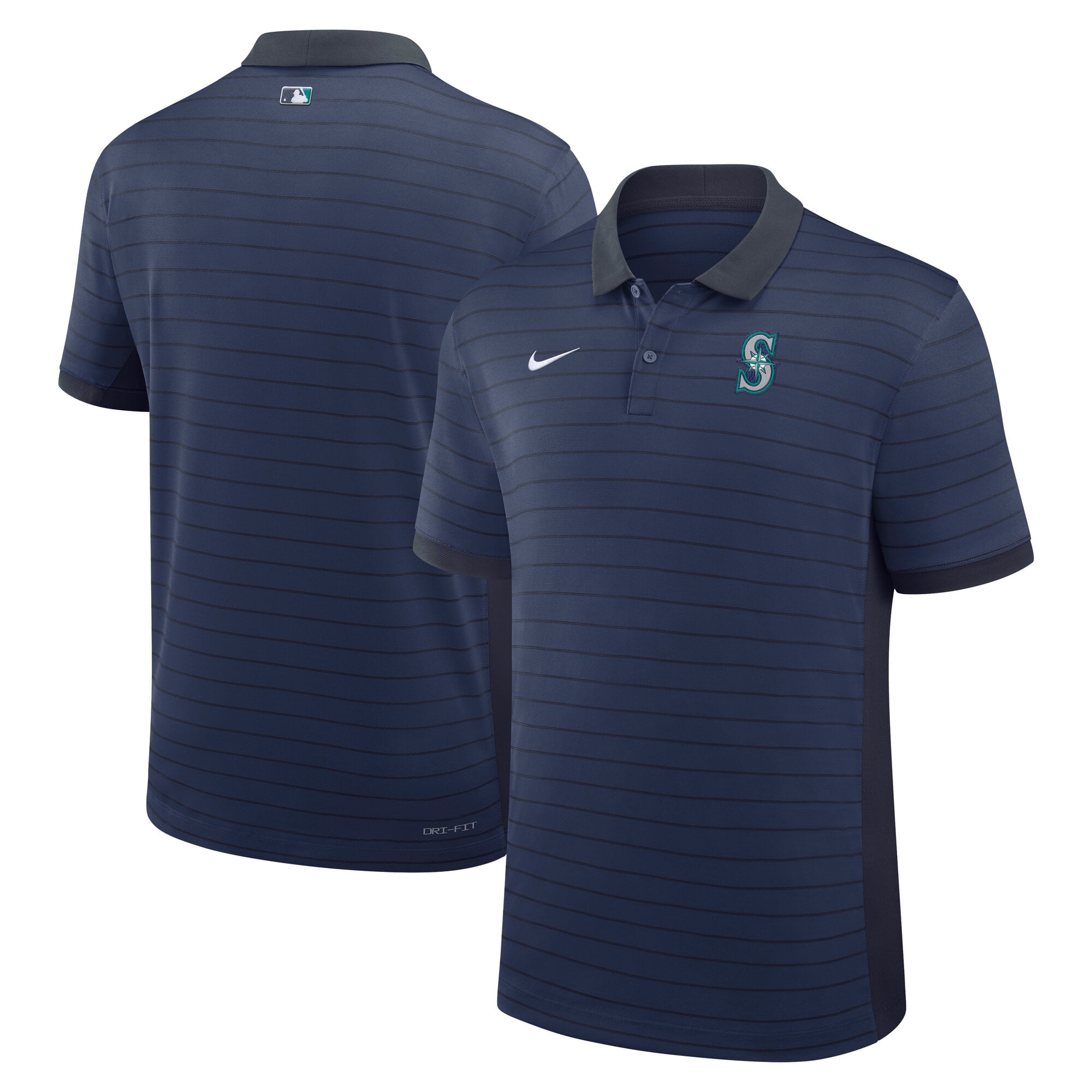 Men's Nike Navy Seattle Mariners Authentic Collection Striped Victory Dri-FIT Polo