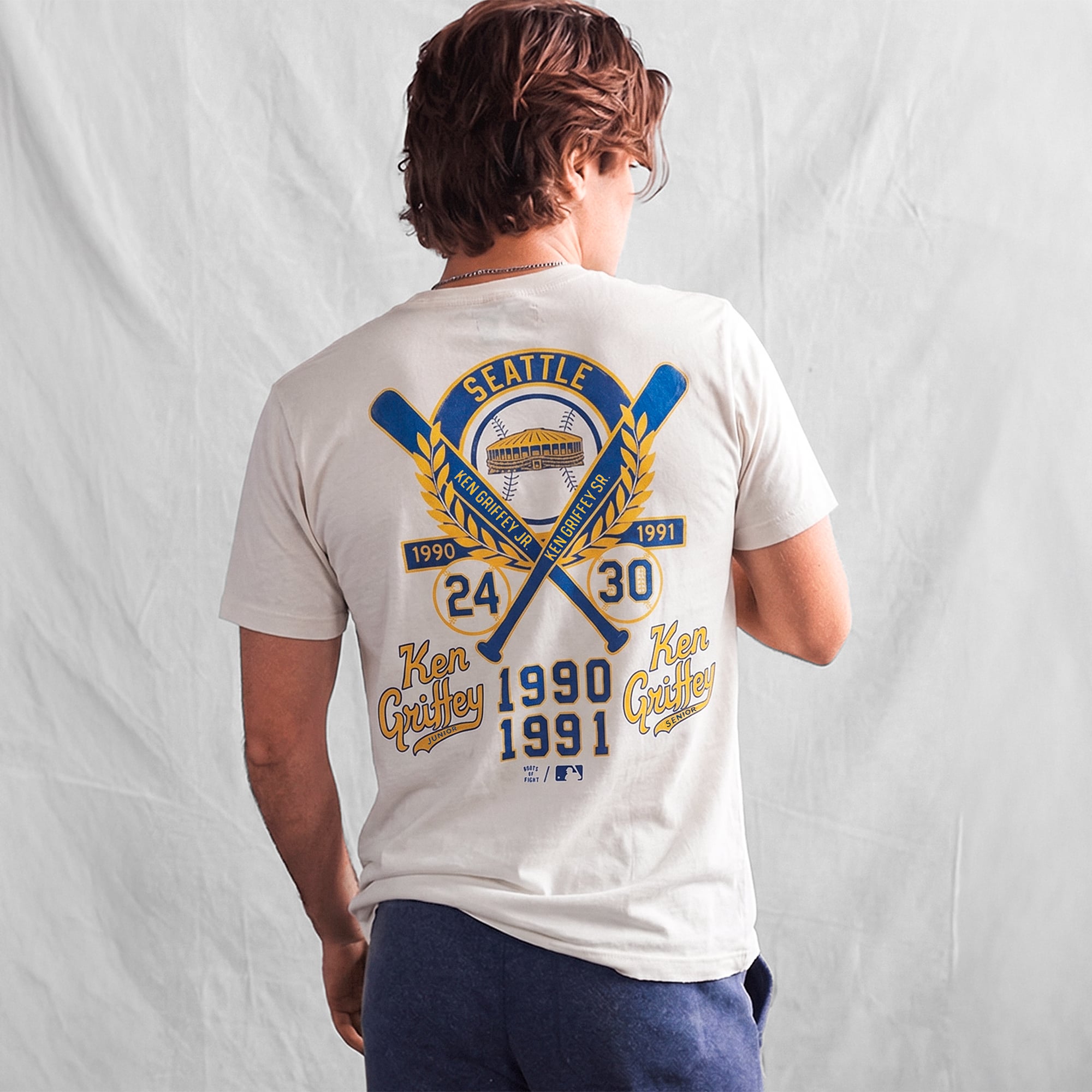 Men's Roots of Fight Ken Griffey Jr. White Seattle Mariners Duo T-Shirt