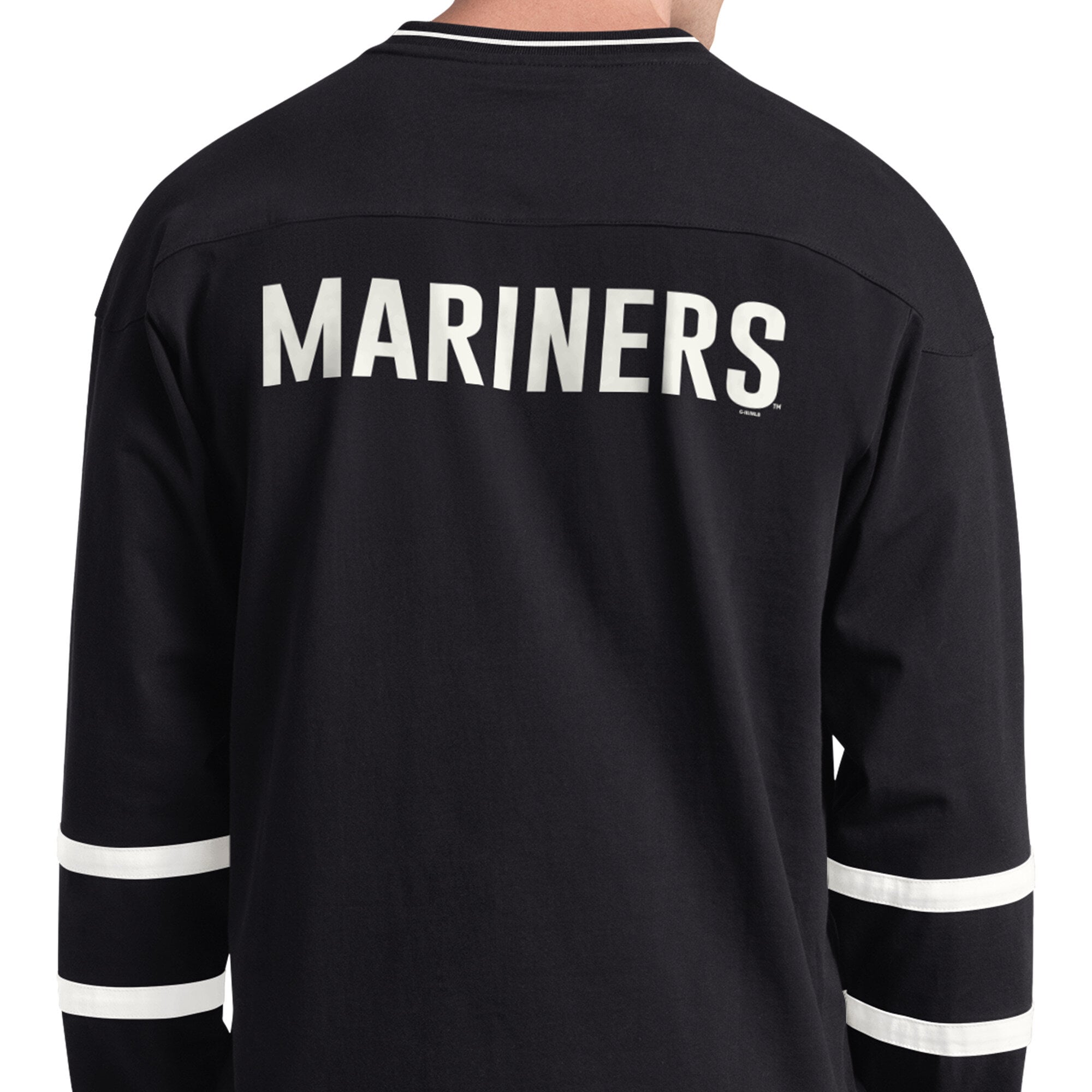 Men's Starter Black Seattle Mariners Line Up Long Sleeve V-Neck T-Shirt