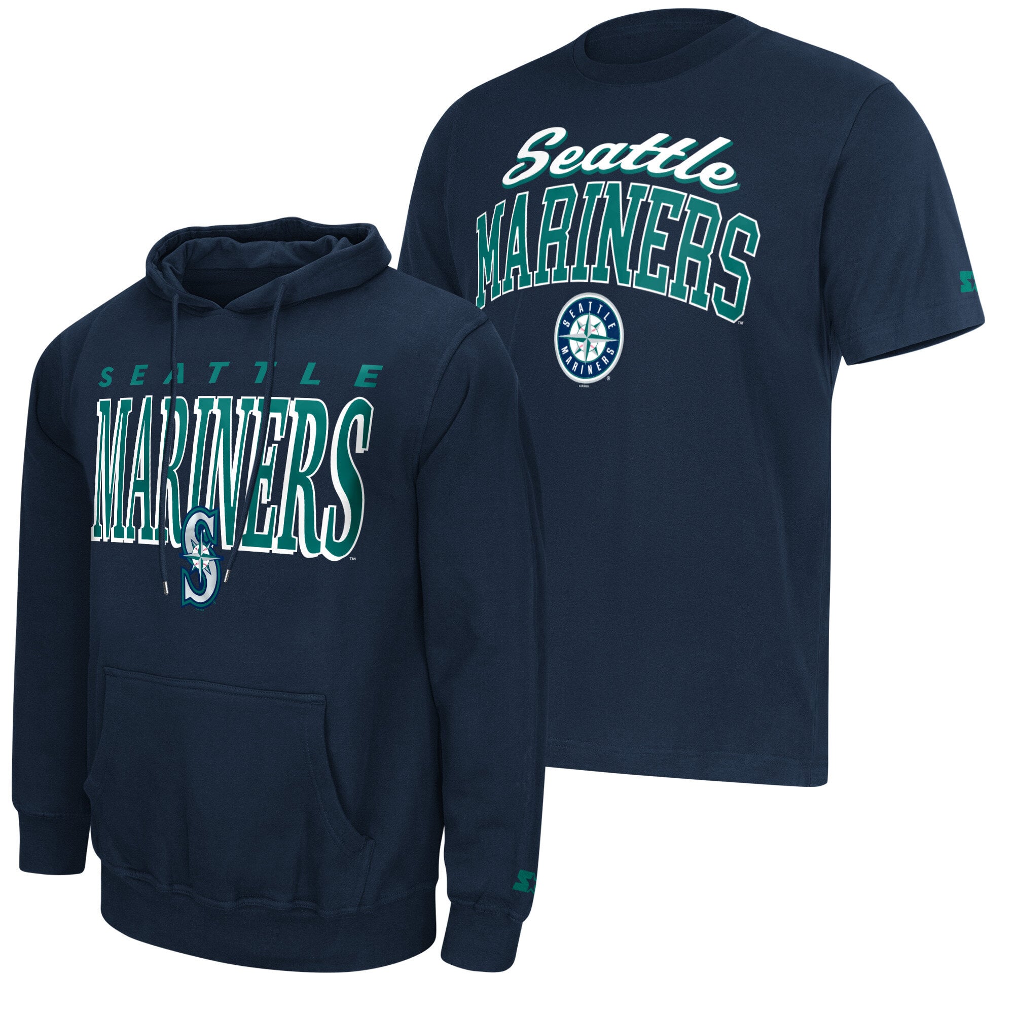 Ensemble sweat à capuche et t-shirt Starter bleu marine avec logo des Mariners de Seattle pour homme