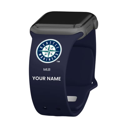 Seattle Mariners Personalized Silicone Apple Watch Band - Navy