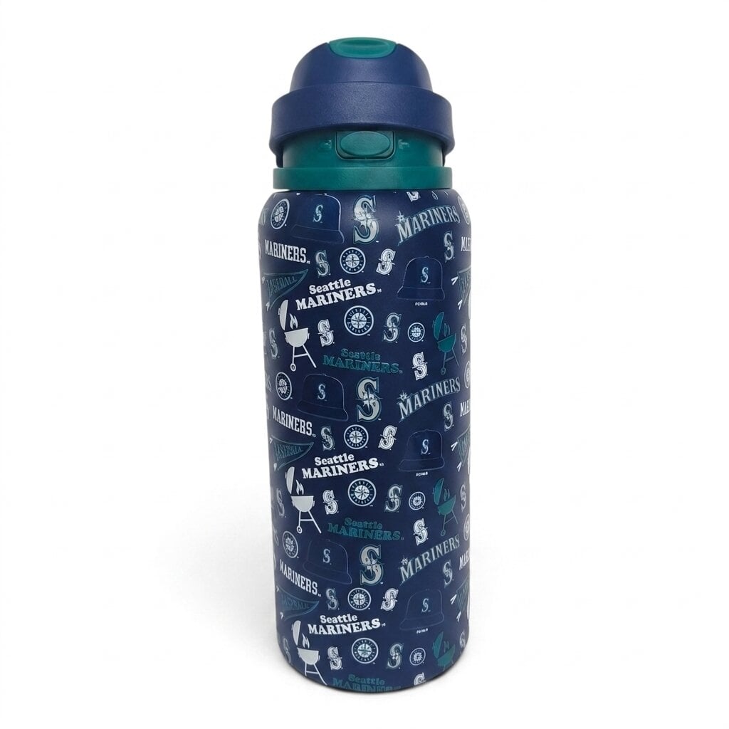 Gourde Pegasus Seattle Mariners 32 oz, motif fanion de match, en acier inoxydable ProPress