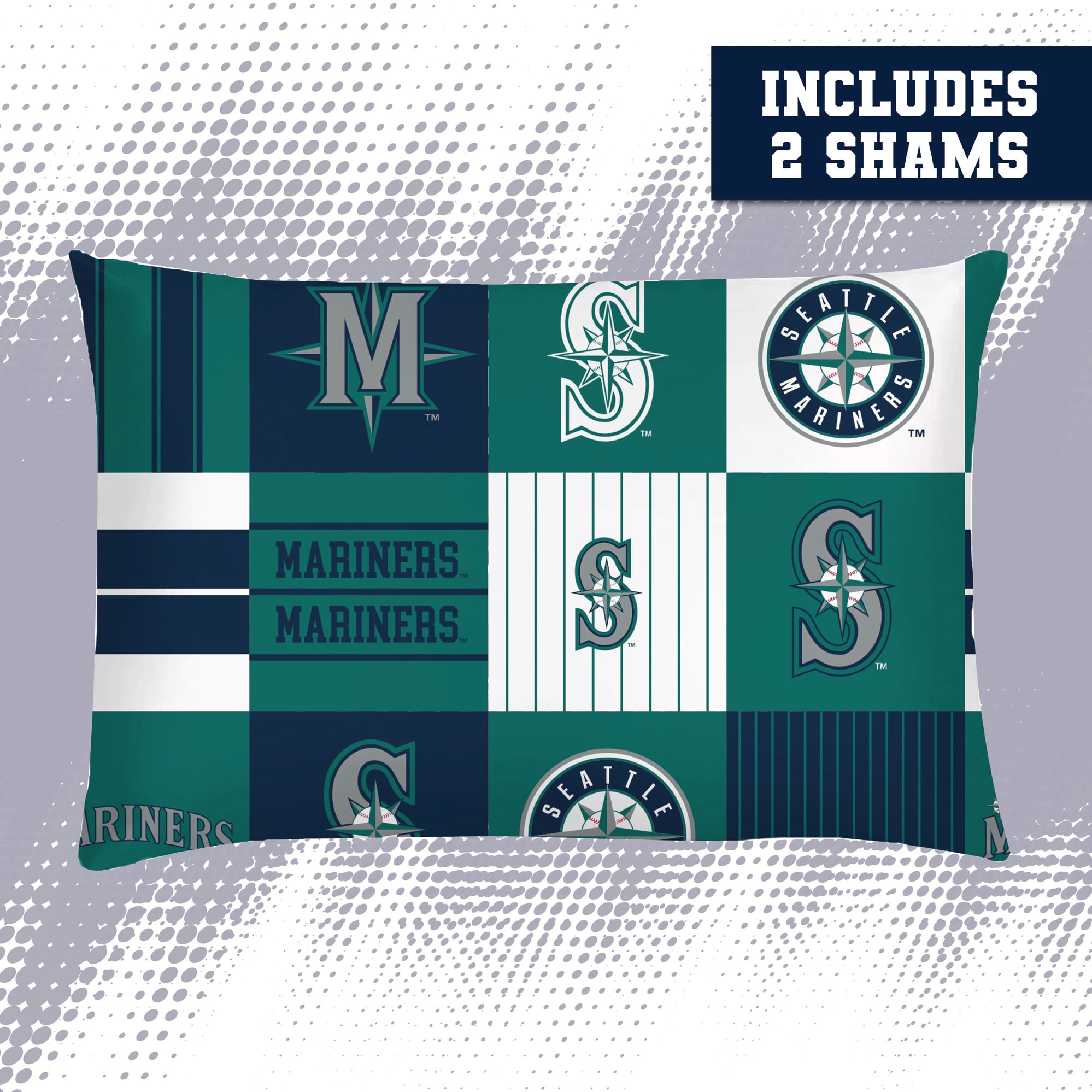 Pegasus Seattle Mariners Patchwork Plaid Three-Piece Full/Queen Bed in a Bag Set