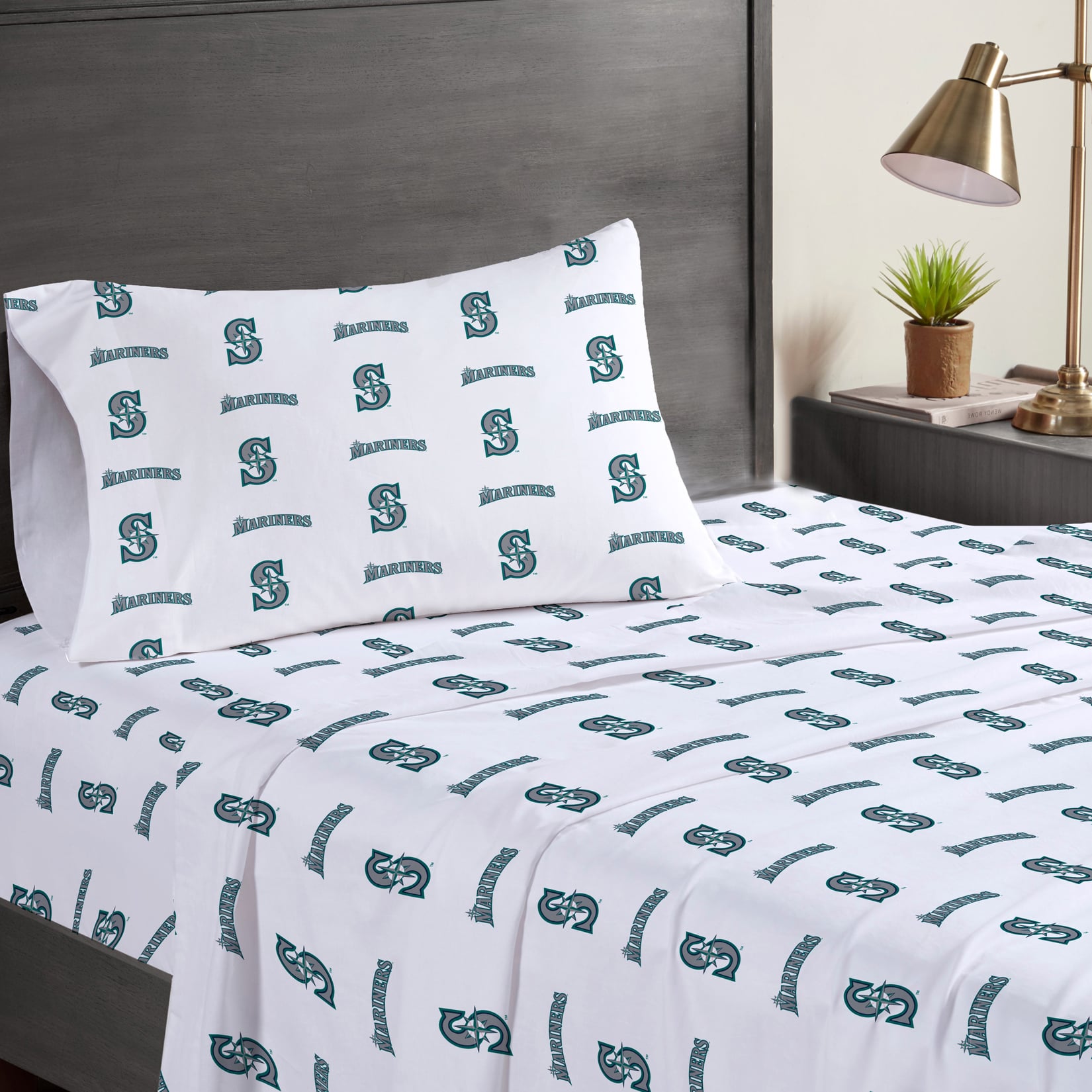 Ensemble de draps trois pièces Pegasus Seattle Mariners pour lit simple