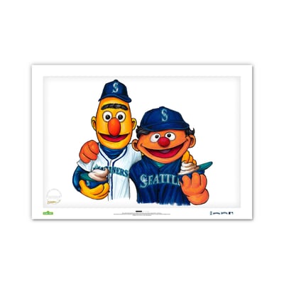Seattle Mariners Bert & Ernie Limited Edition 24" x 36" Sesame Street Art Print