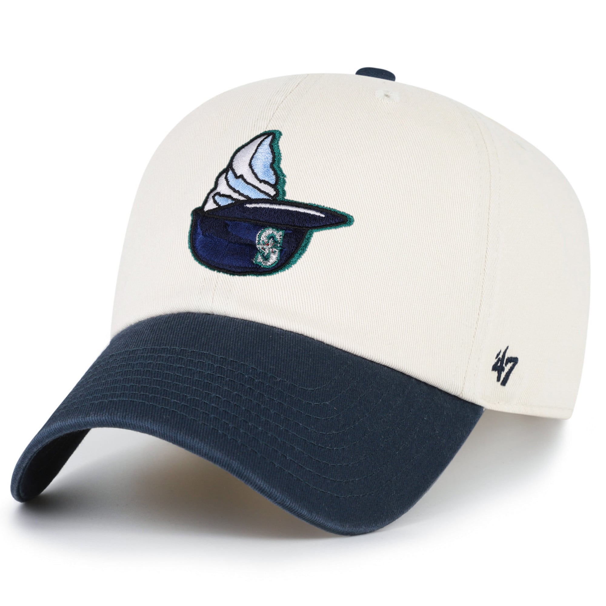 Unisex '47 Natural Seattle Mariners Single Swirl Ice Cream Helmet 2.0 Clean Up Adjustable Hat