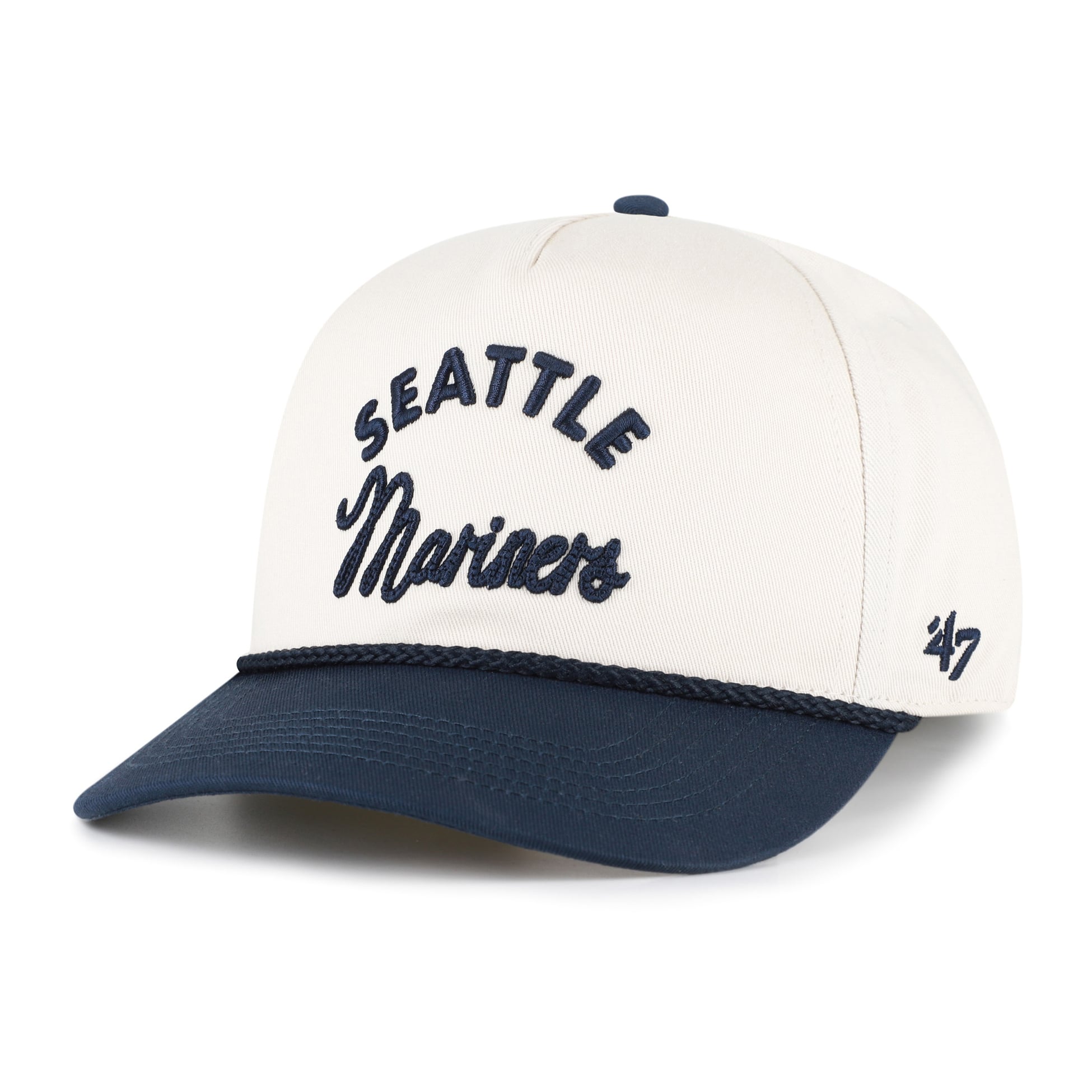 Unisex '47 Natural/Navy Seattle Mariners Rope Script Hitch Adjustable Hat