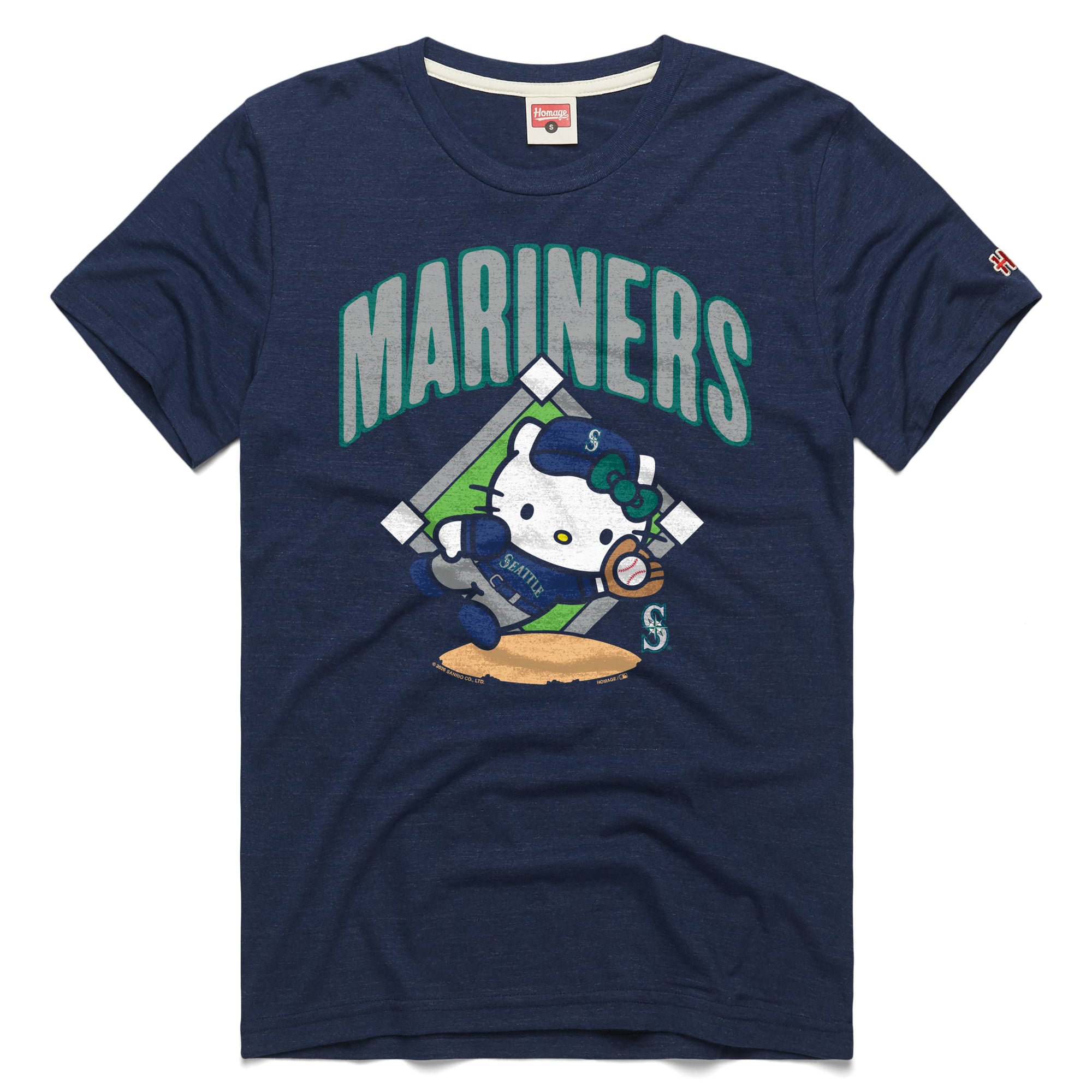 Unisex Homage Navy Seattle Mariners Hello Kitty Tri-Blend T-Shirt