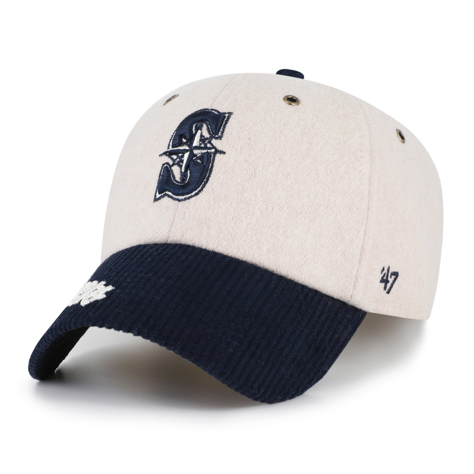 Women's '47 Natural/Navy Seattle Mariners Rope Script Clean Up Adjustable Hat