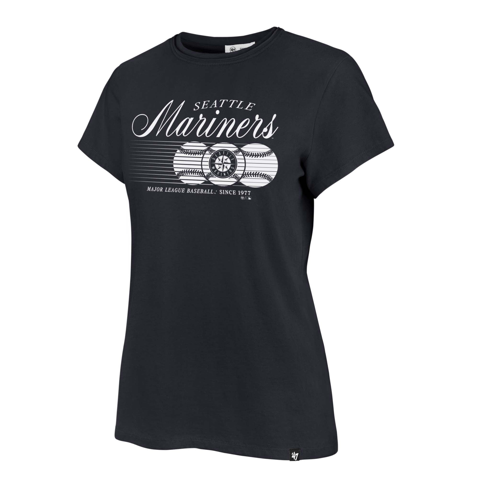 T-shirt Frankie Speed ​​Throw des Mariners de Seattle, marine, pour femmes, année 47