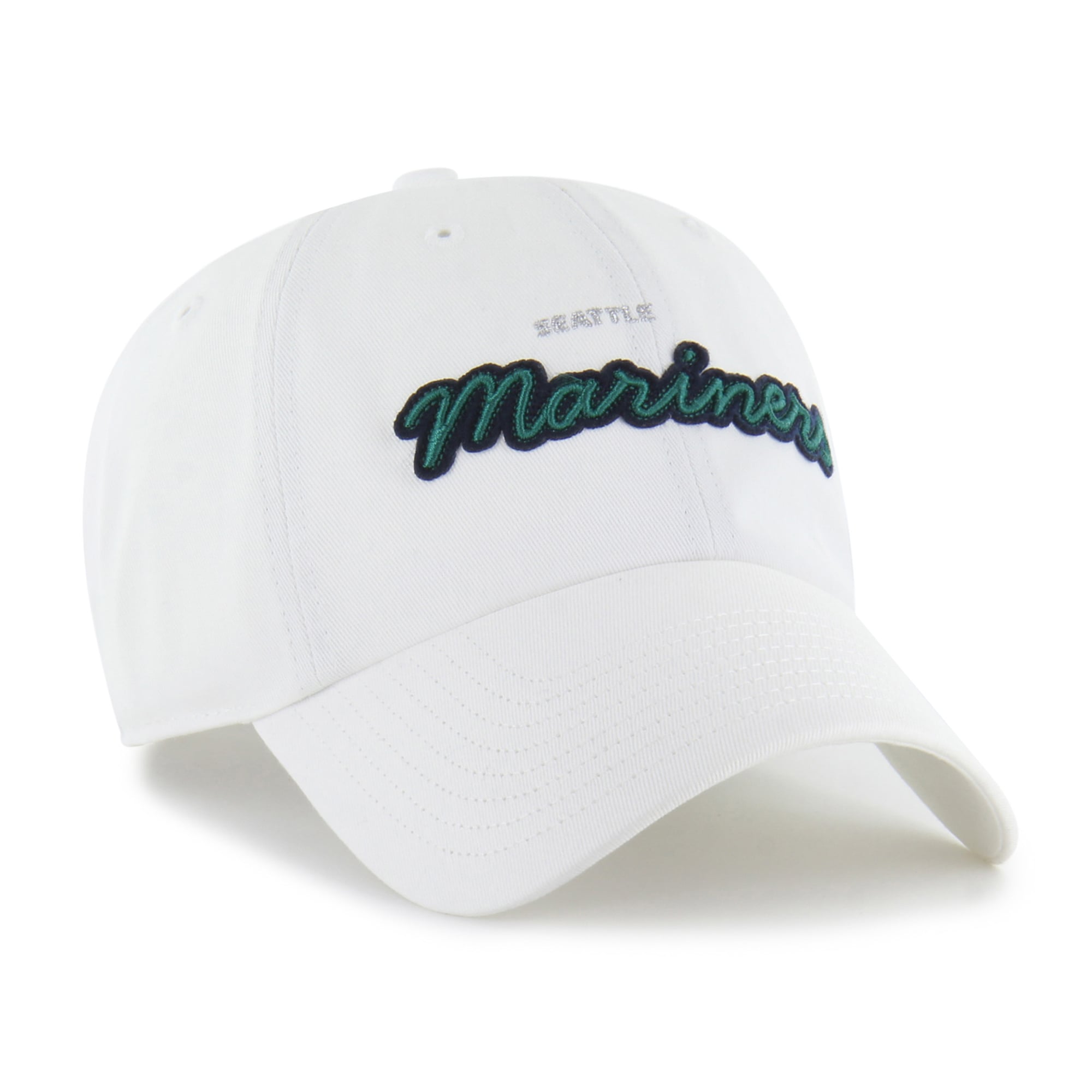 Women's '47 White Seattle Mariners Trendy Script Clean Up Adjustable Hat