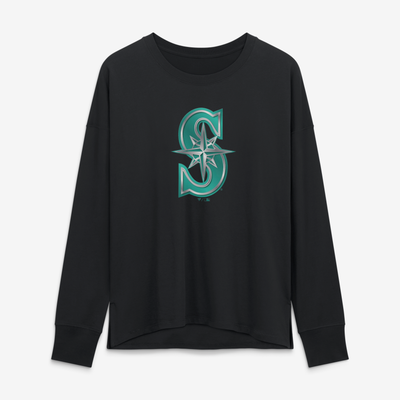 Seattle Mariners Women's Metallic Mascot Long Sleeve T-Shirt - Black