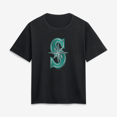 Seattle Mariners Women's Metallic Mascot T-Shirt - Black